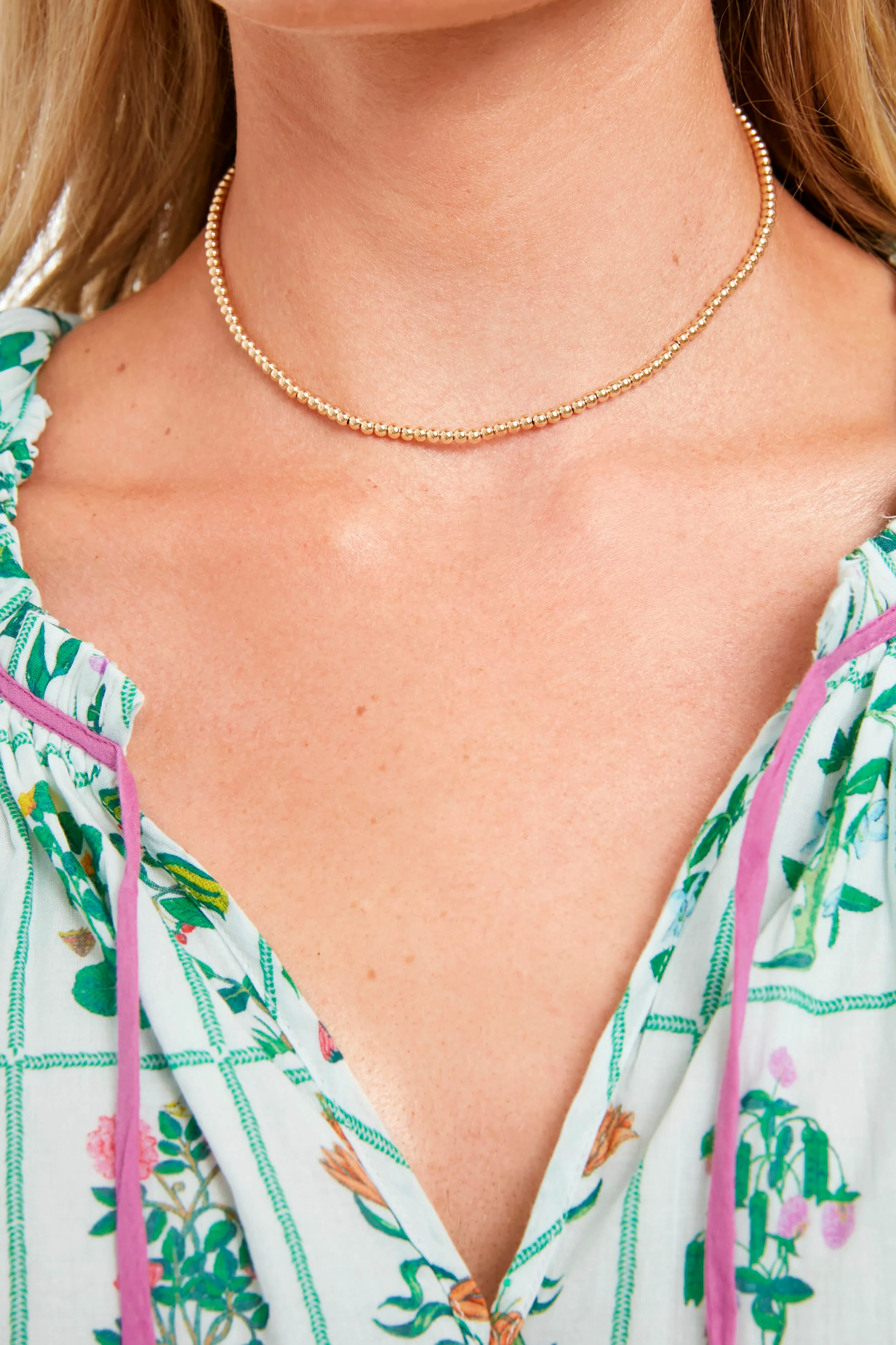 3Mm Gold Ball Necklace - Image 3