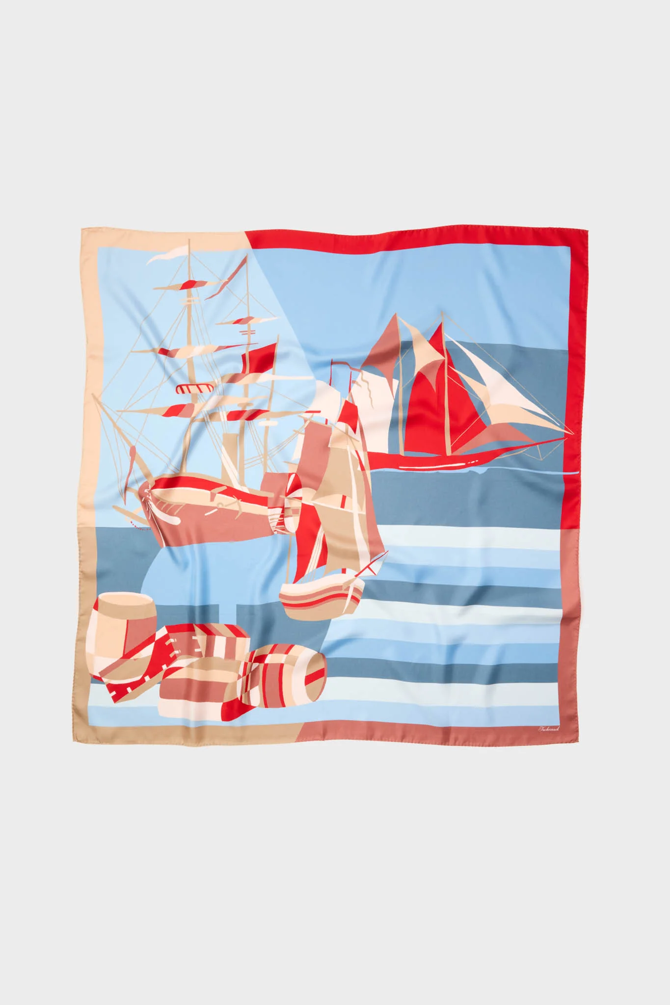 80s Sailboats Medium Silk Scarf - Image 8
