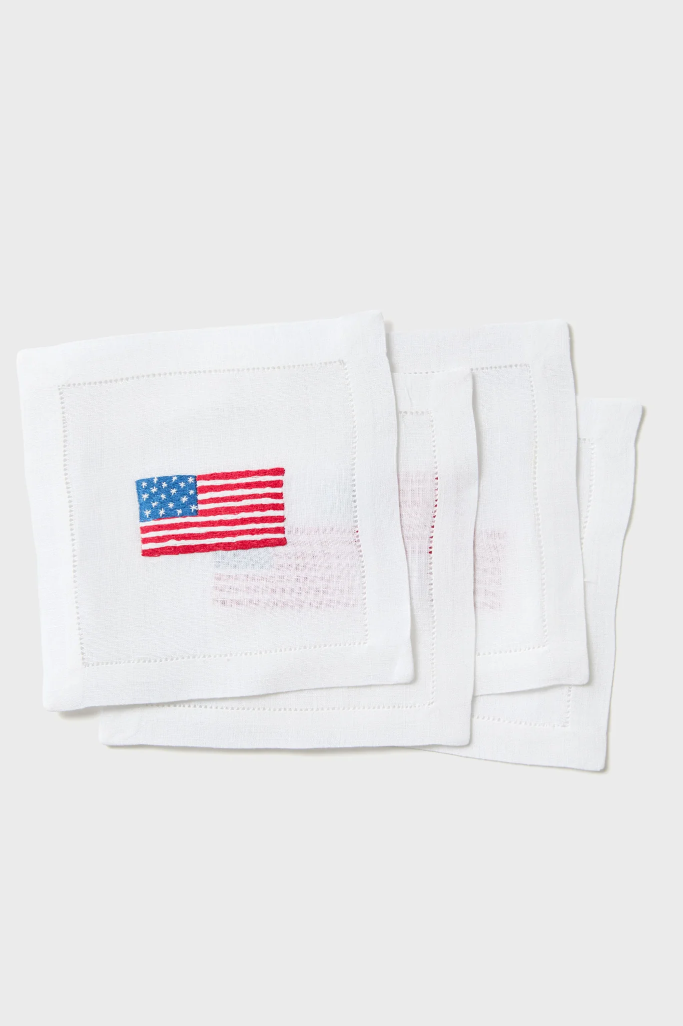 American Flag Embroidered Cocktail Napkins Set of 4 - Image 3