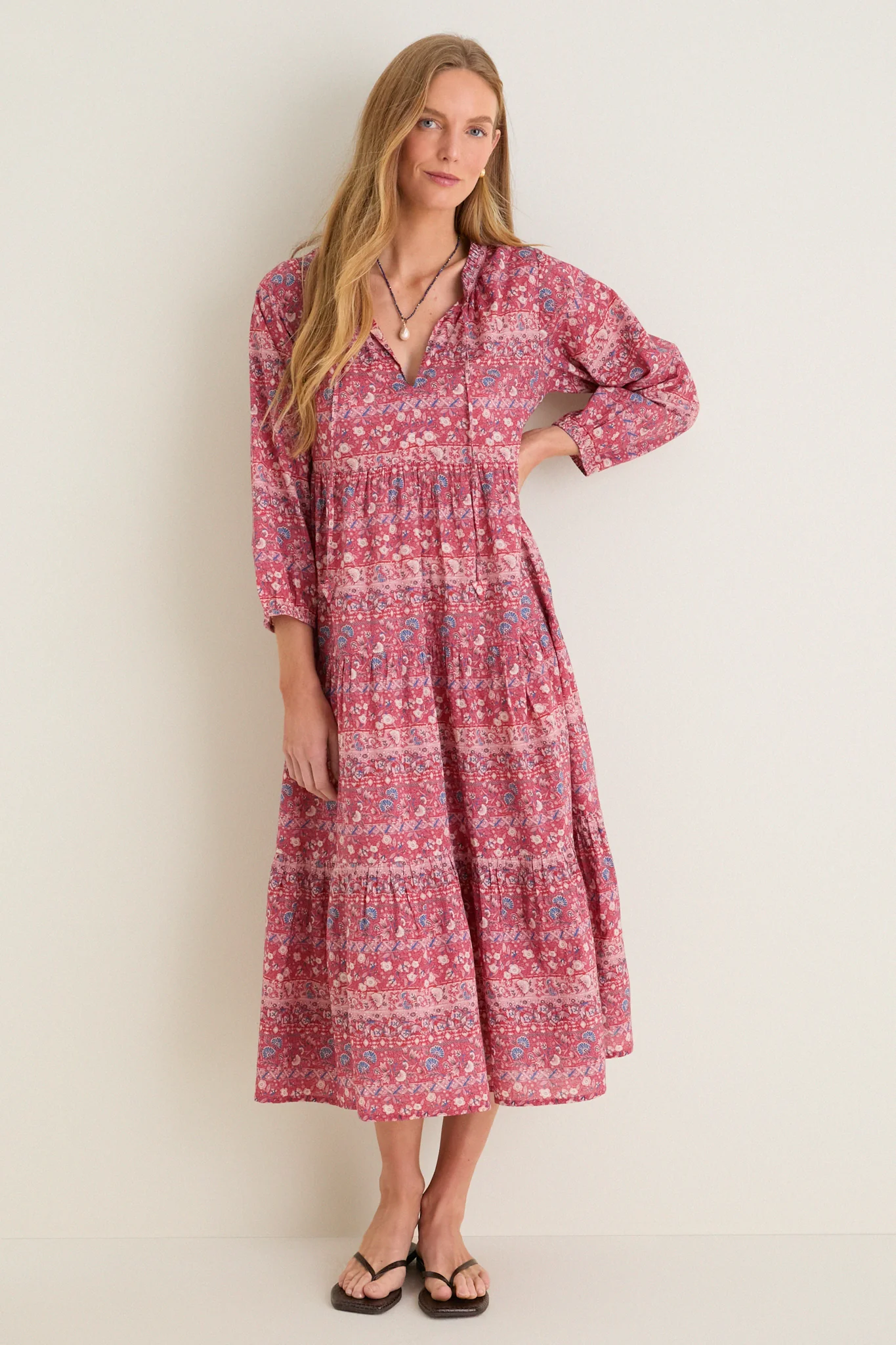 Americana Batik Stripe Long Sleeve Salty Paloma Caftan