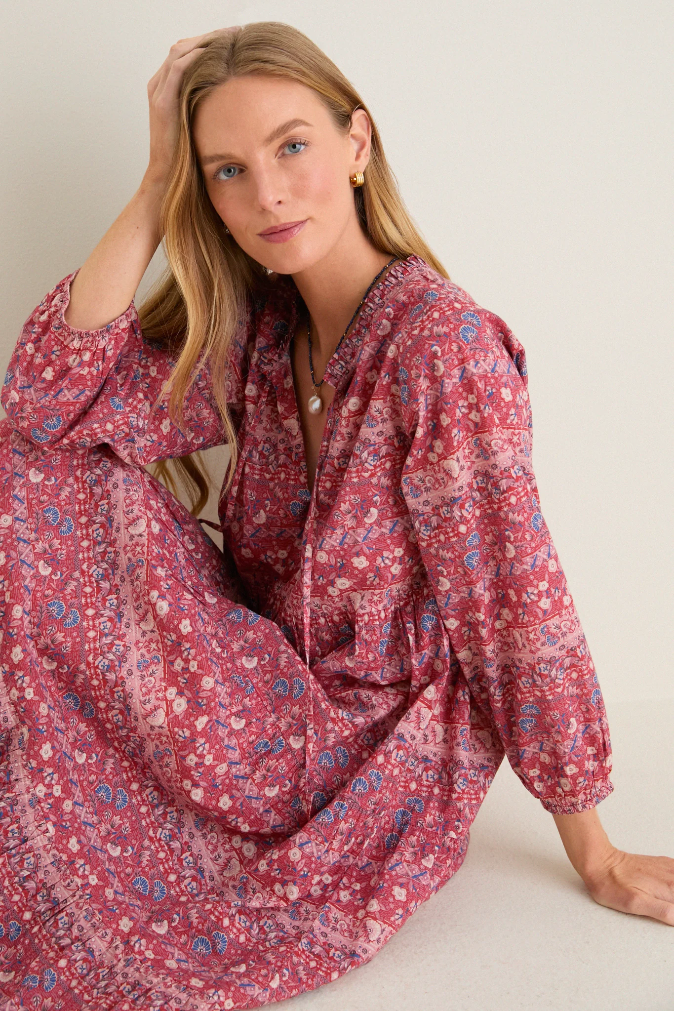 Americana Batik Stripe Long Sleeve Salty Paloma Caftan - Image 7