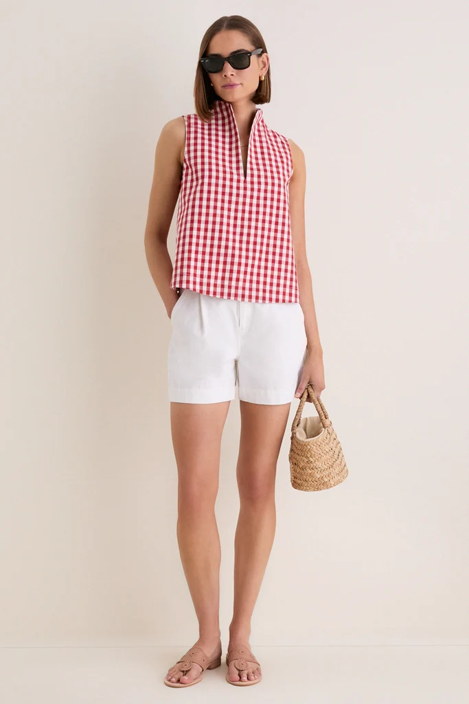 Apple Red Gingham Sleeveless Celeste Top - Image 2