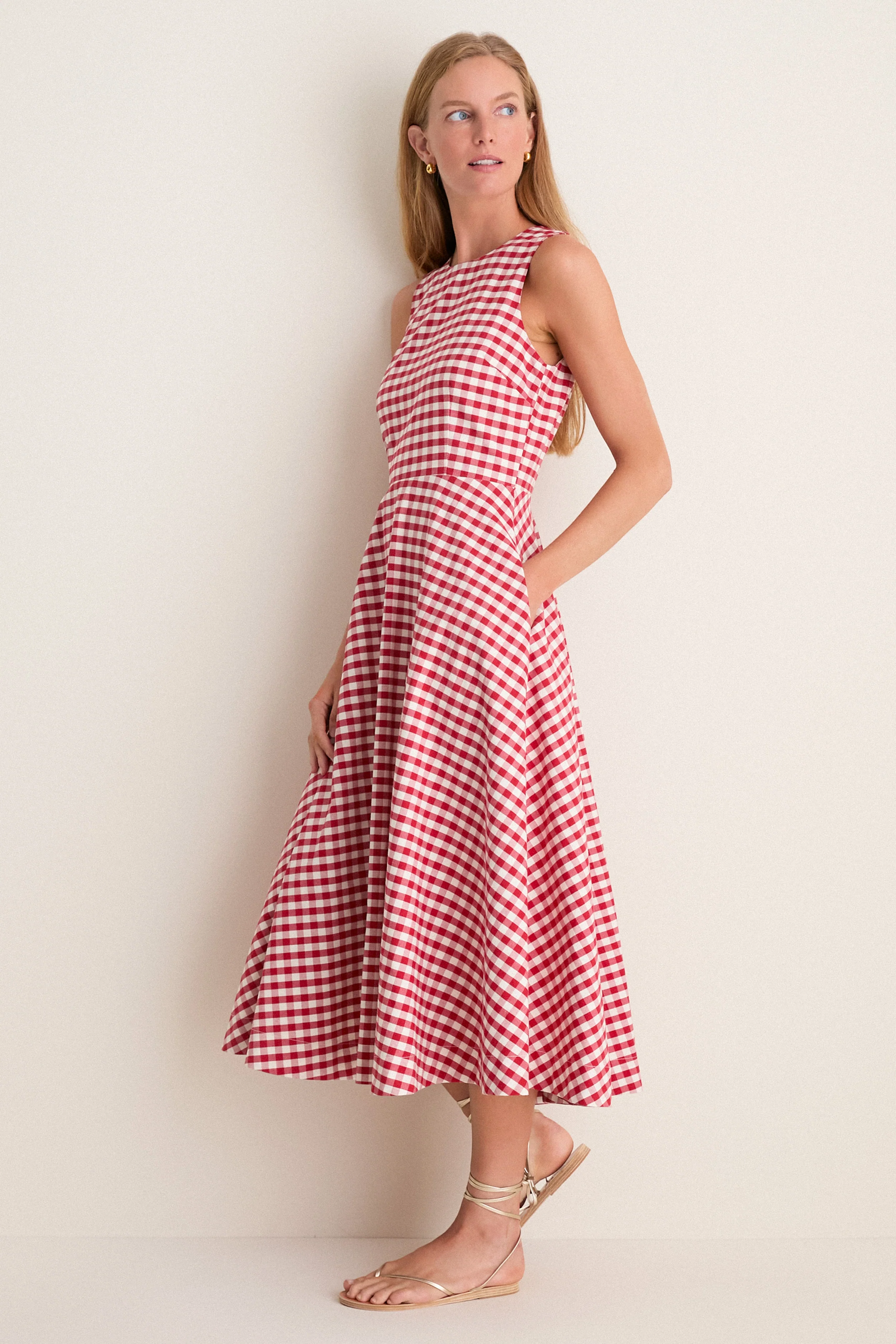 Apple Red Gingham Stella Midi Dress - Image 2