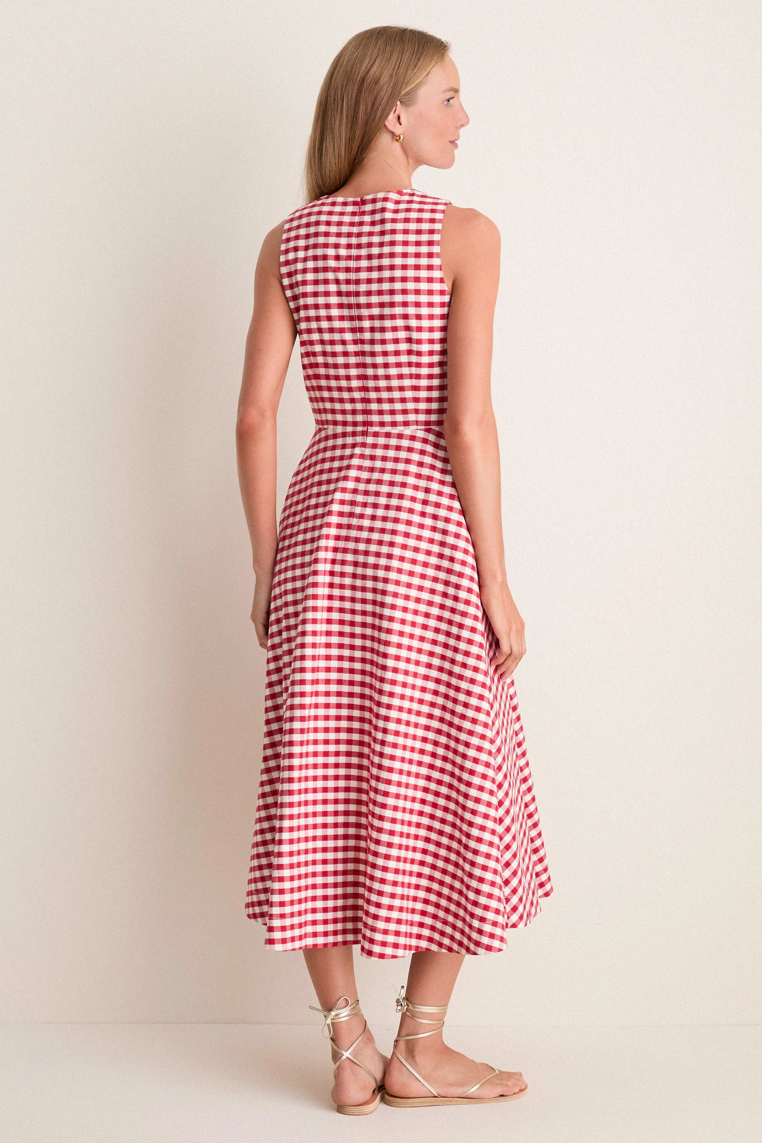 Apple Red Gingham Stella Midi Dress - Image 3
