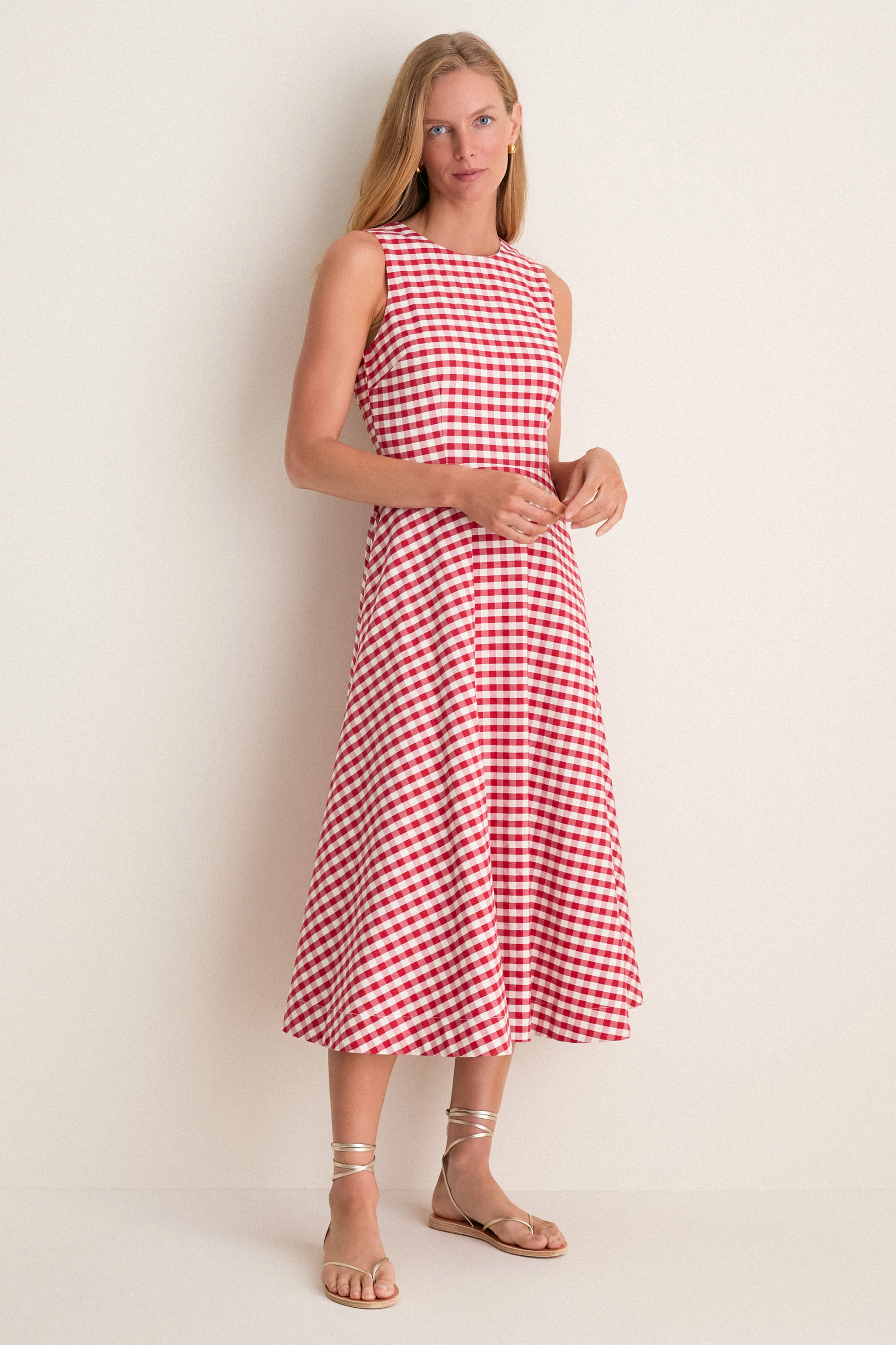 Apple Red Gingham Stella Midi Dress - Image 5