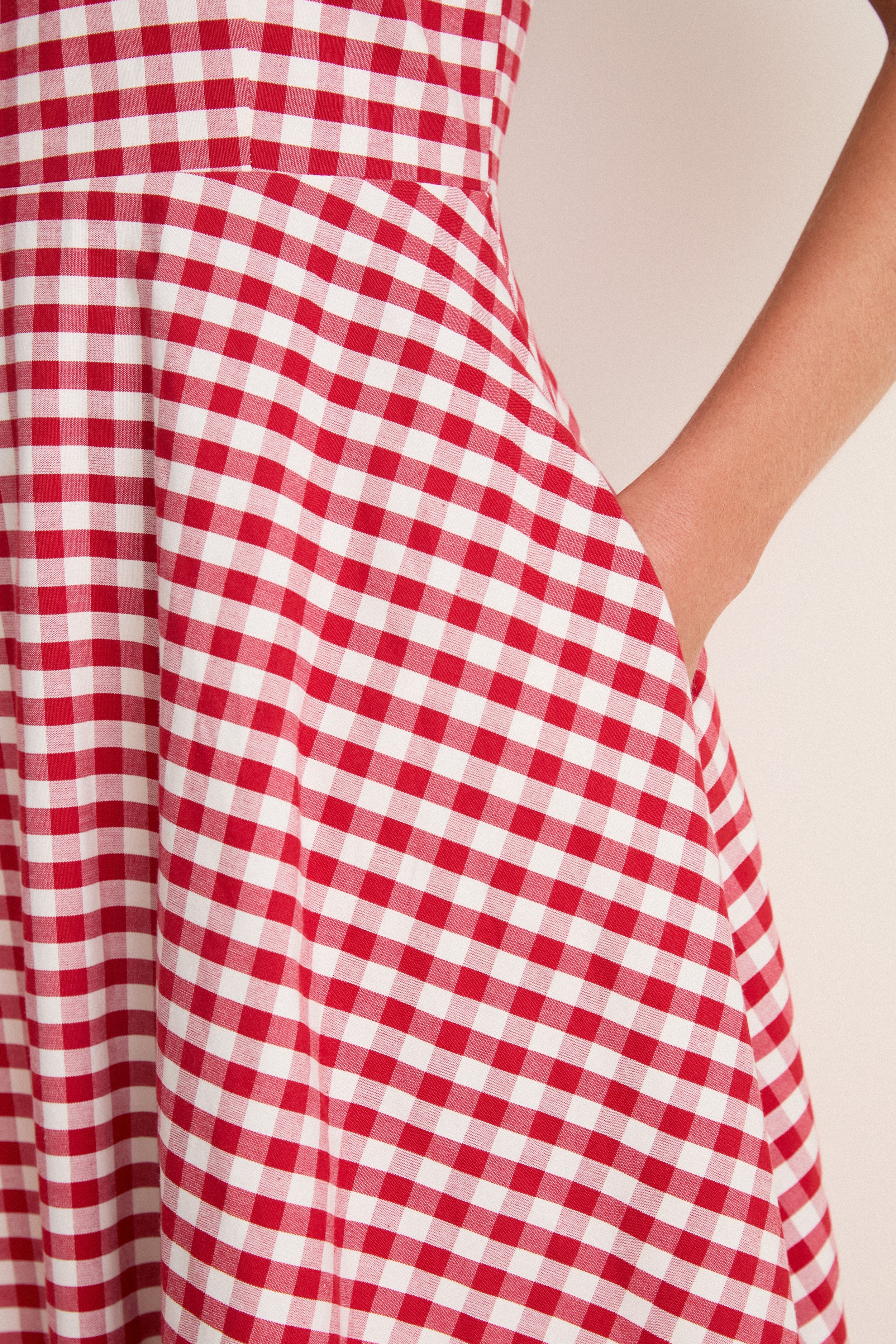 Apple Red Gingham Stella Midi Dress - Image 6