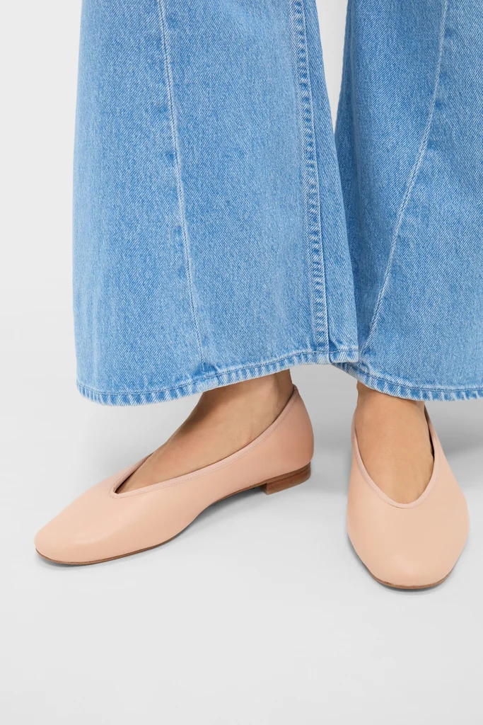 Ballet Pink Leather Nina Flats - Image 2