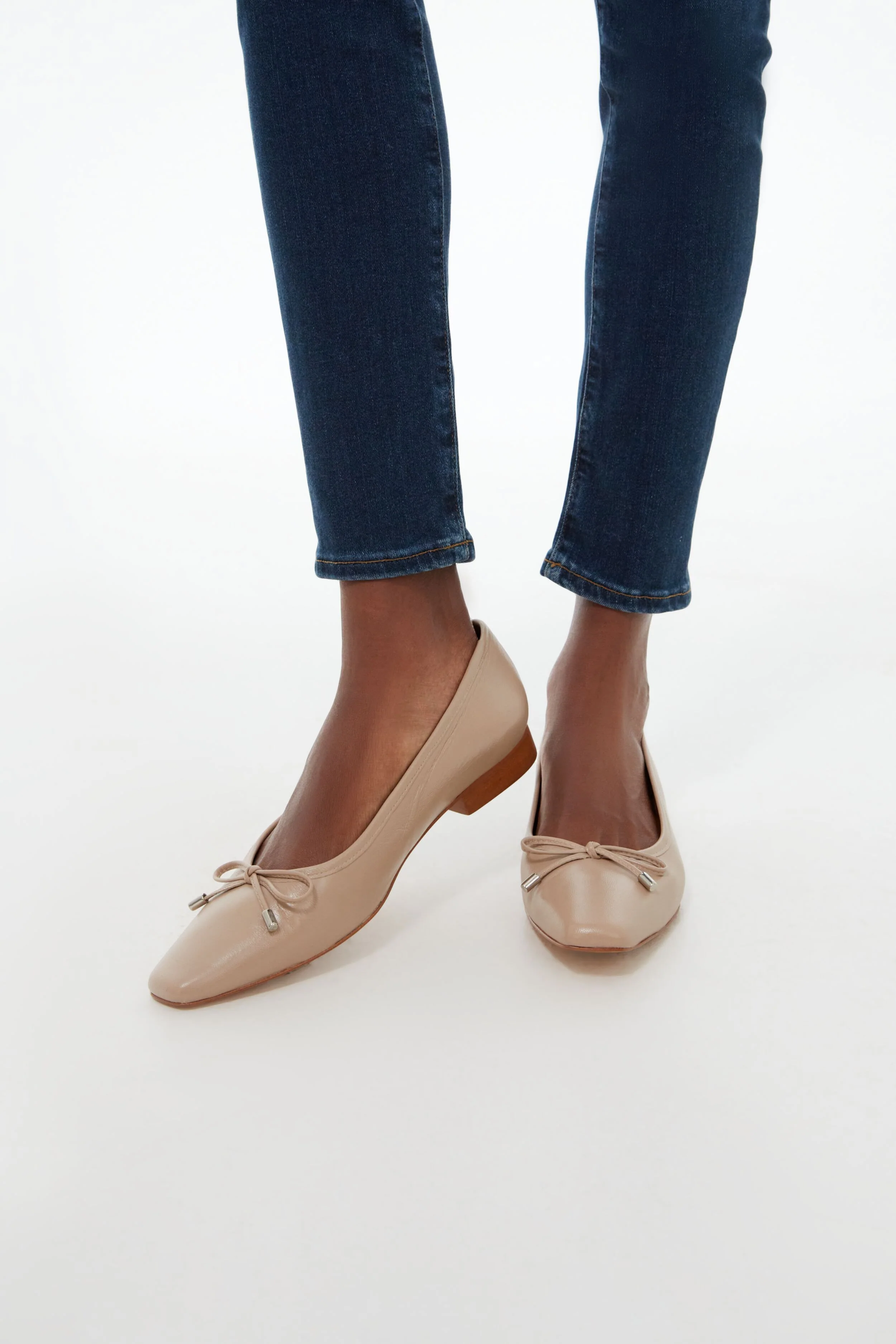 Beige Leather Monica Flats - Image 3