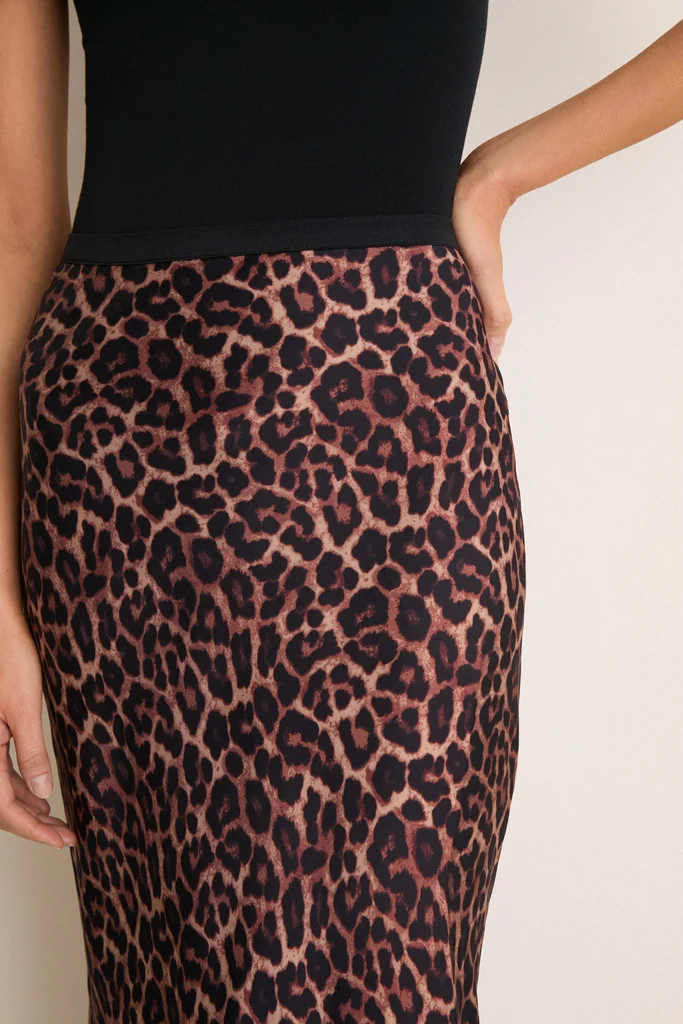 Black and Brown Printed Bar Silk Skirt - Image 5