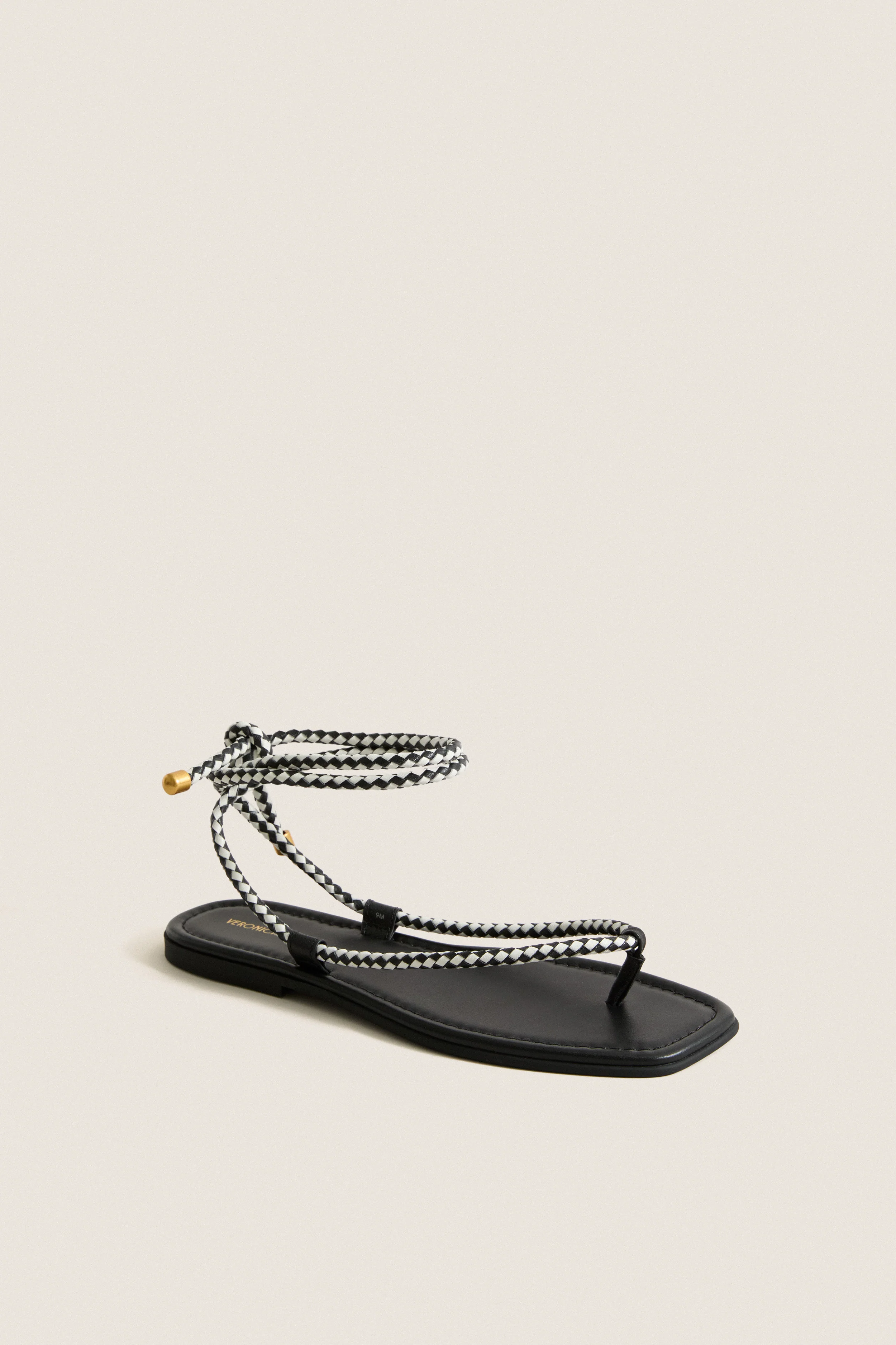 Black and Coconut Carmina Woven Cord Sandals