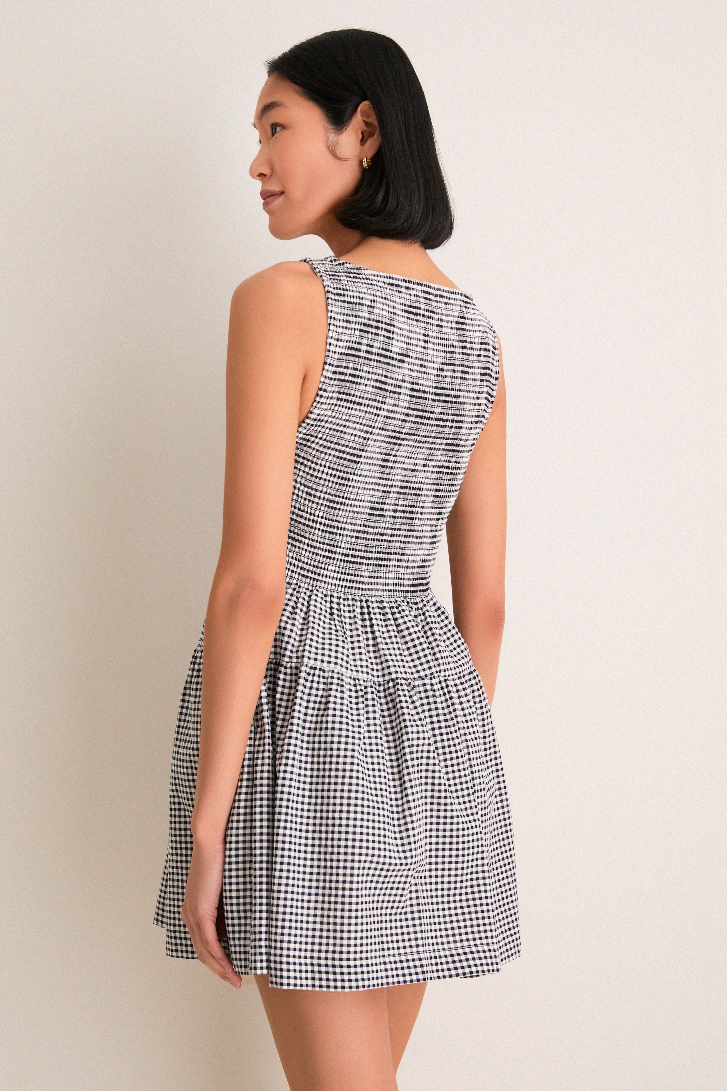 Black and Sand Gingham Cosima Mini Nap Dress - Image 4