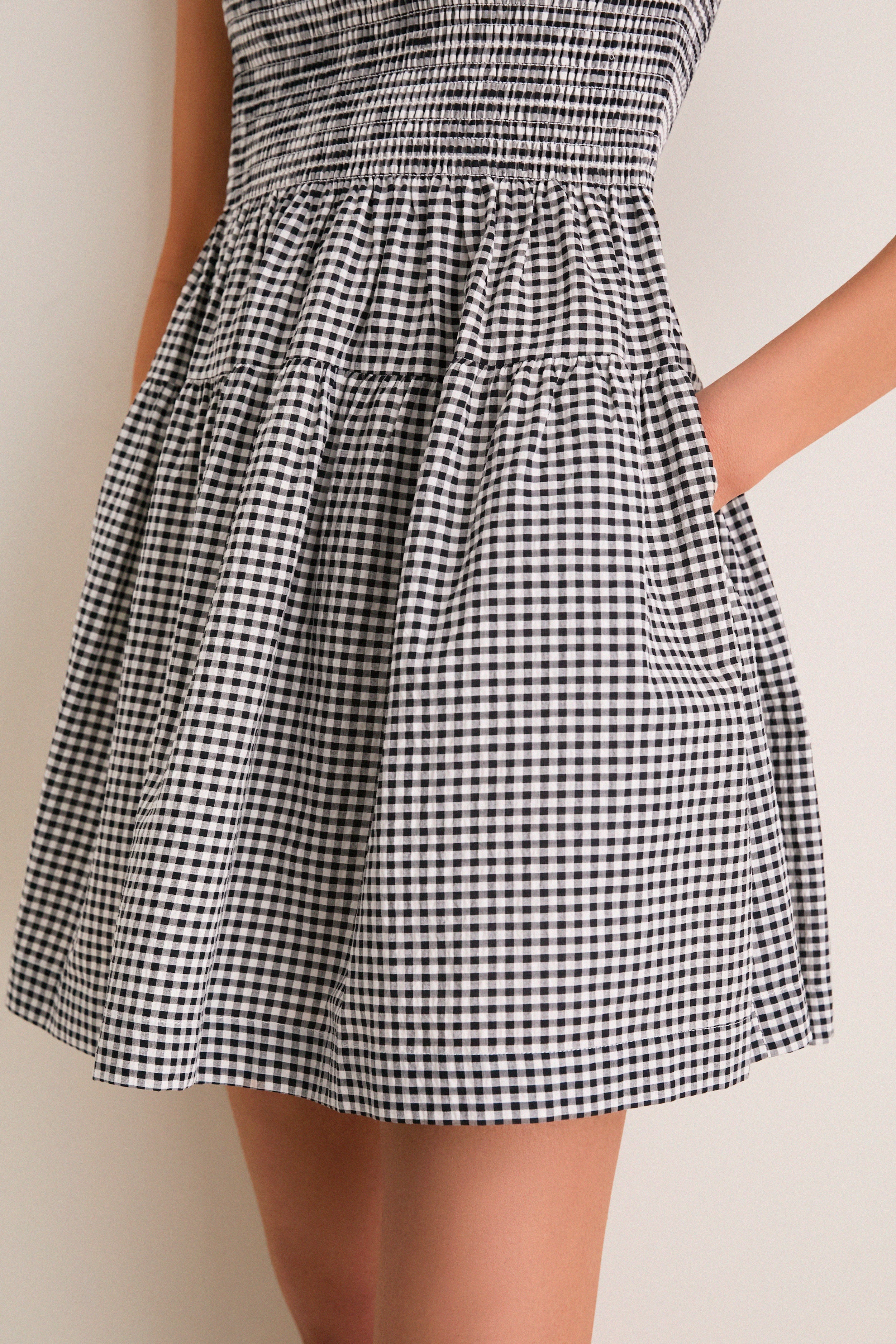 Black and Sand Gingham Cosima Mini Nap Dress - Image 5