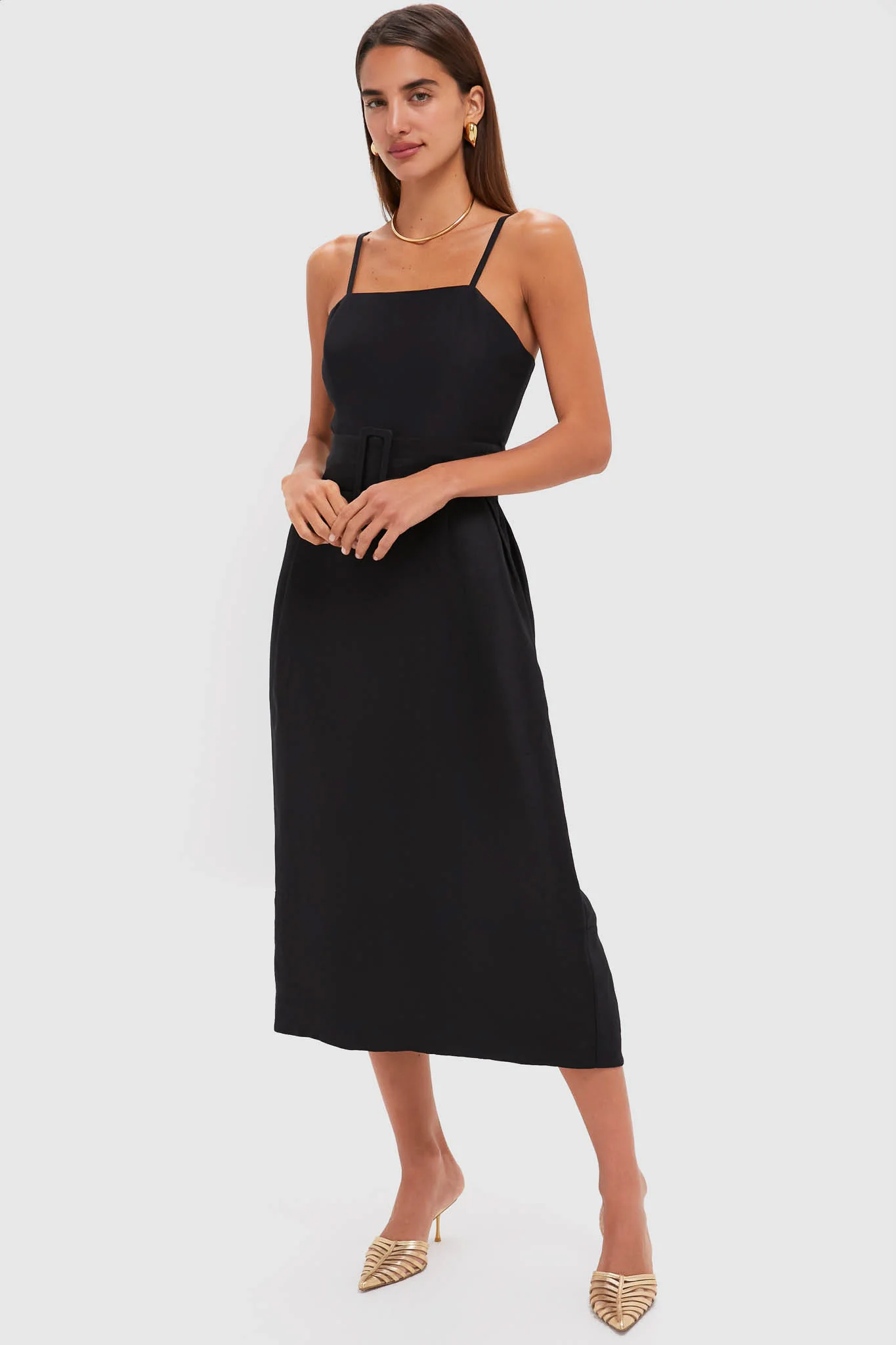 Black Artichoke Dress with Belt