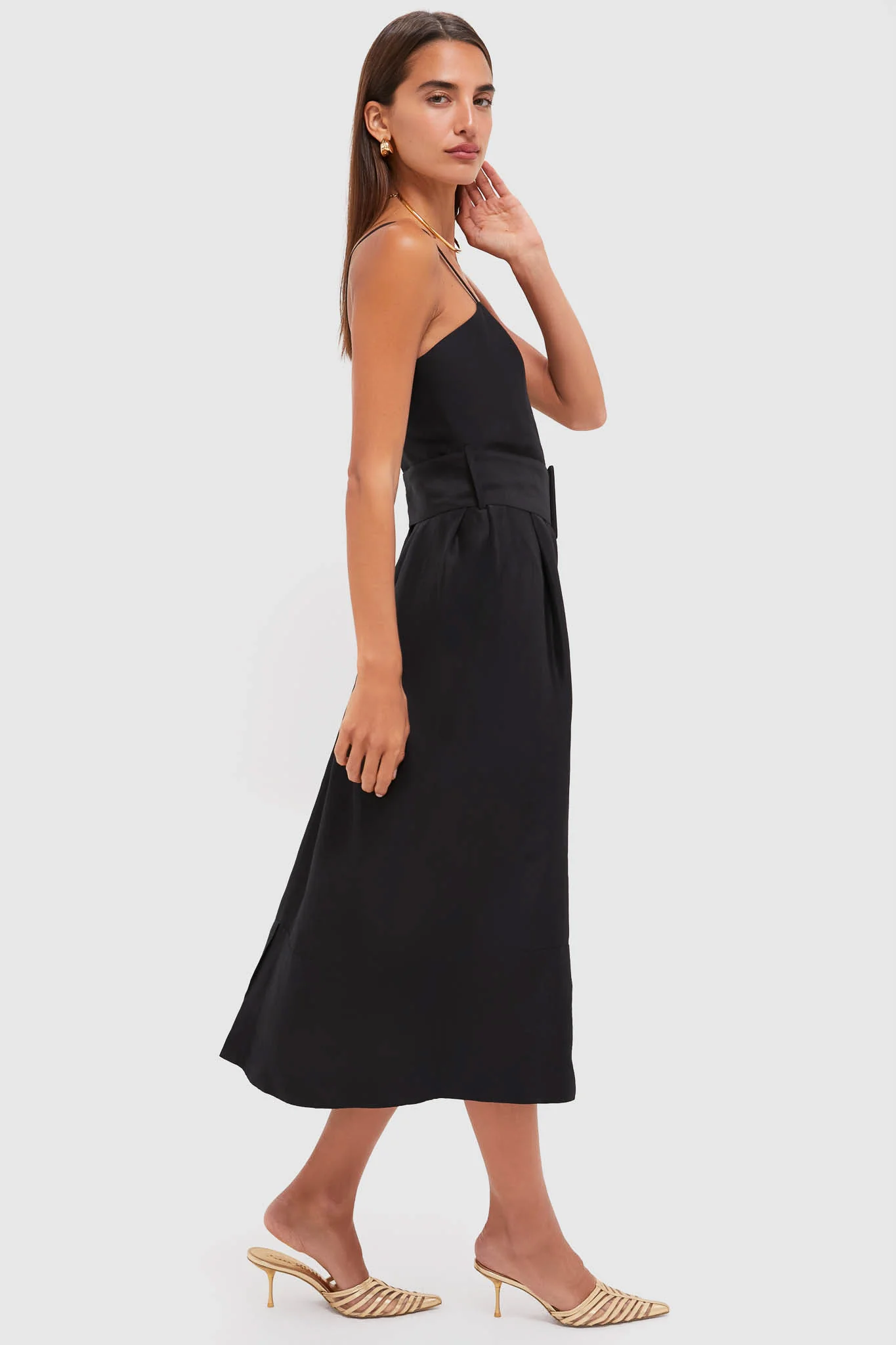 Black Artichoke Dress with Belt - Image 3