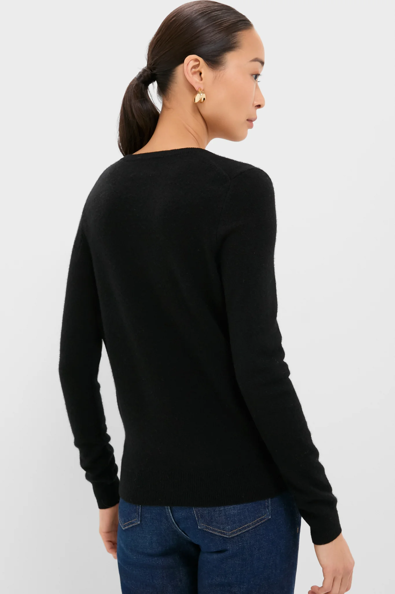 Black Cashmere V-Neck Sweater - Image 4