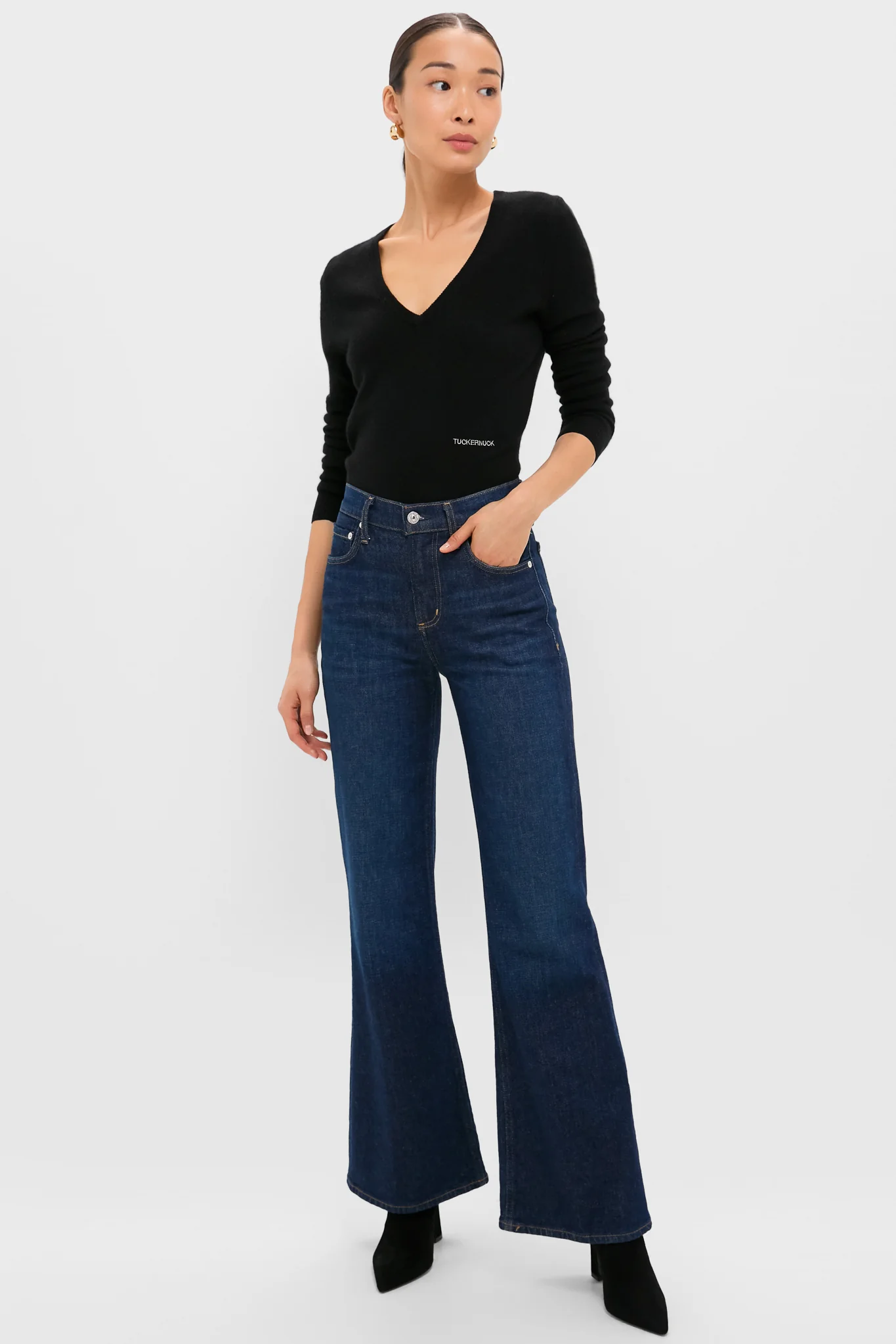 Black Cashmere V-Neck Sweater - Image 6