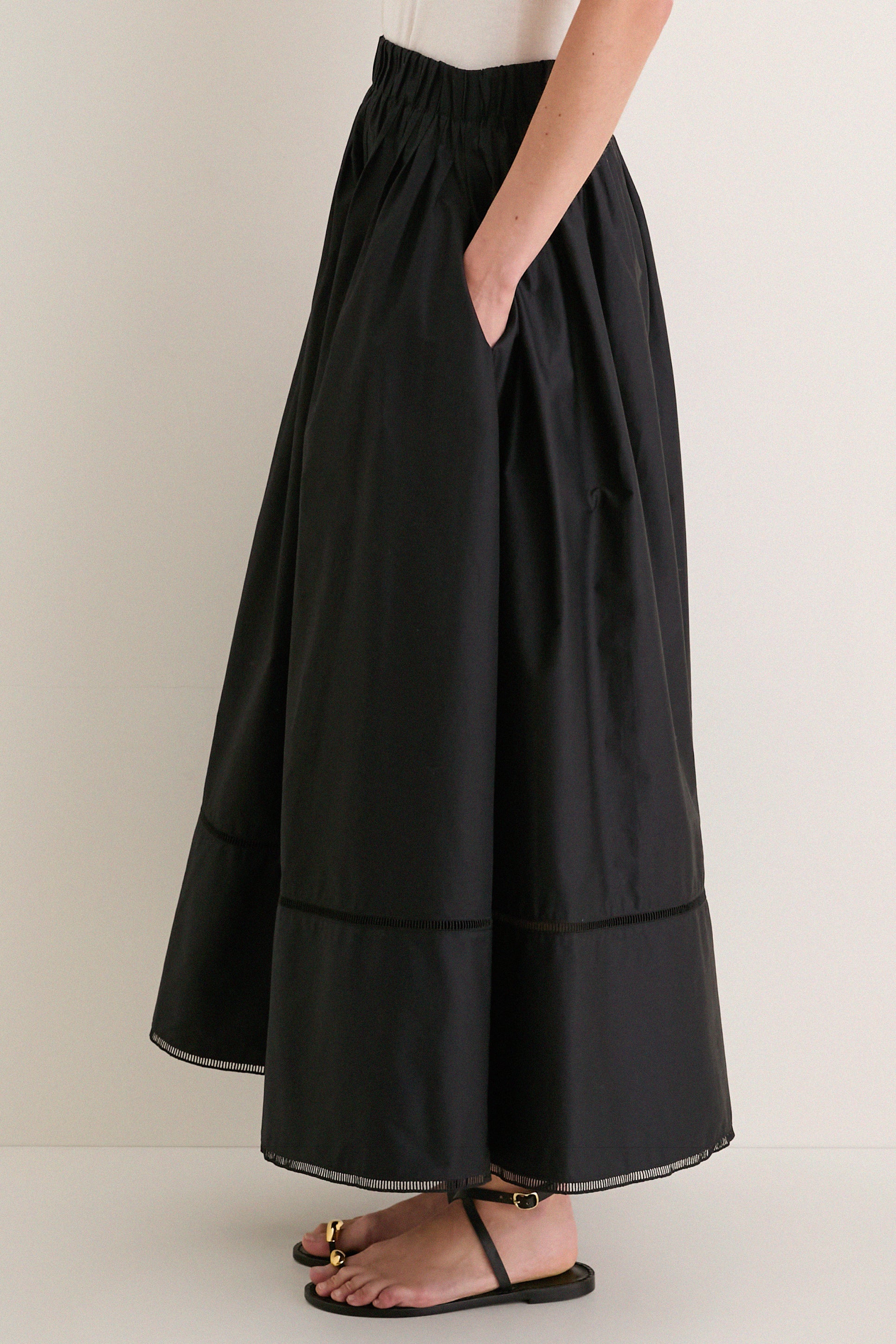 Black Cotton Poplin Nicole Circle Skirt - Image 4