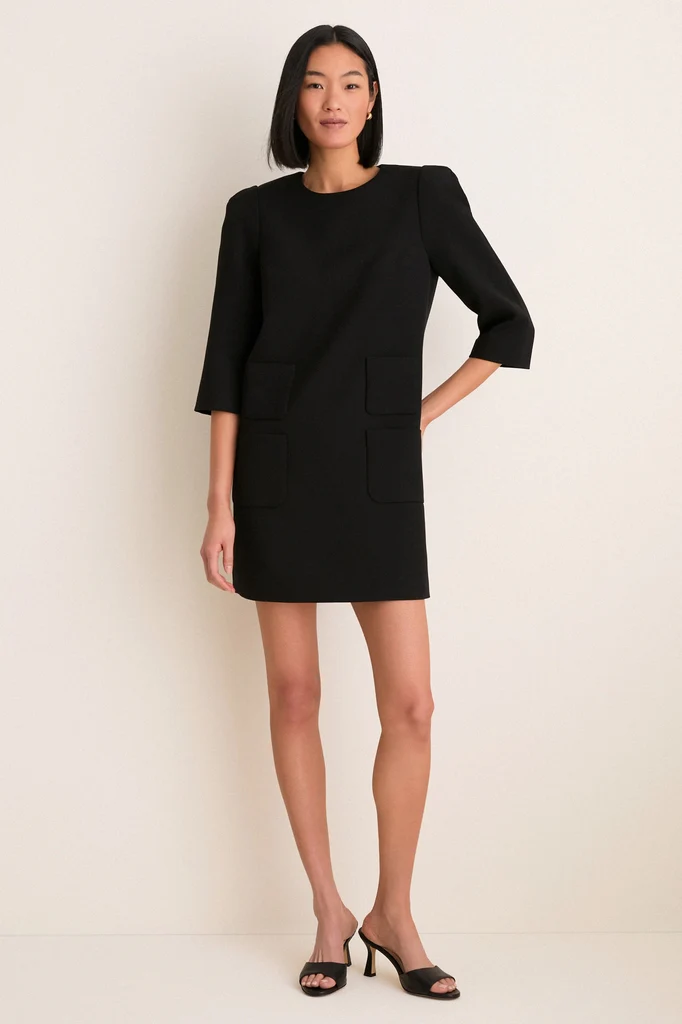 Black Crepe Delphine Mini Dress - Image 6