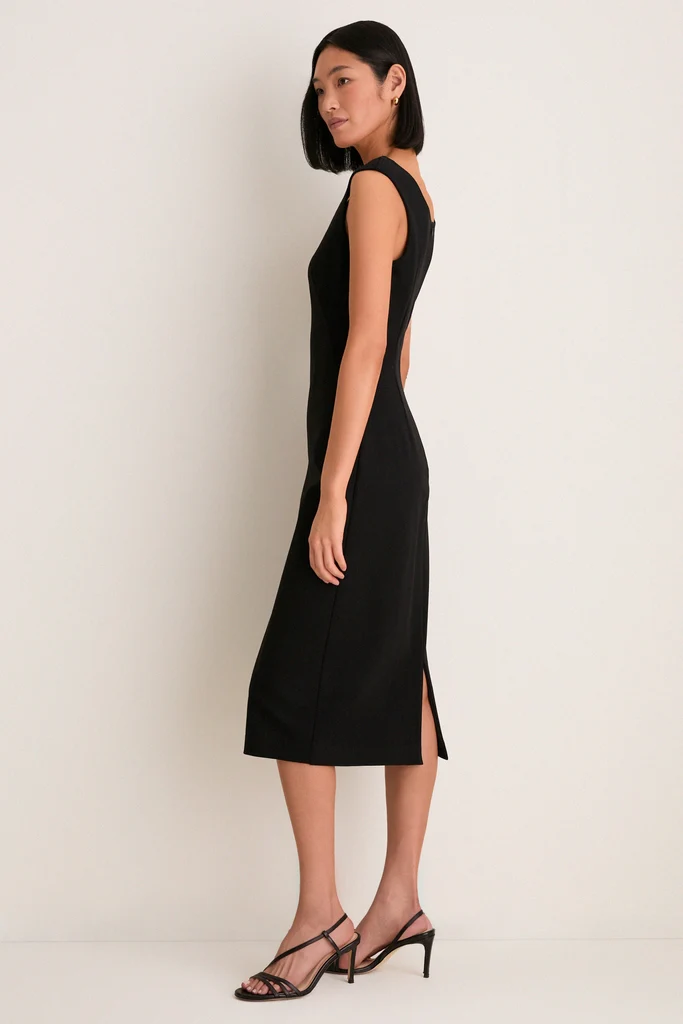 Noir Crepe Romy Midi Dress - Image 6