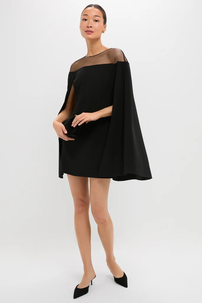 Black Estelle Cape Dress - Image 2