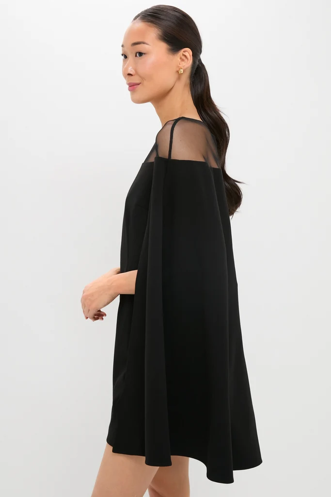 Black Estelle Cape Dress - Image 3