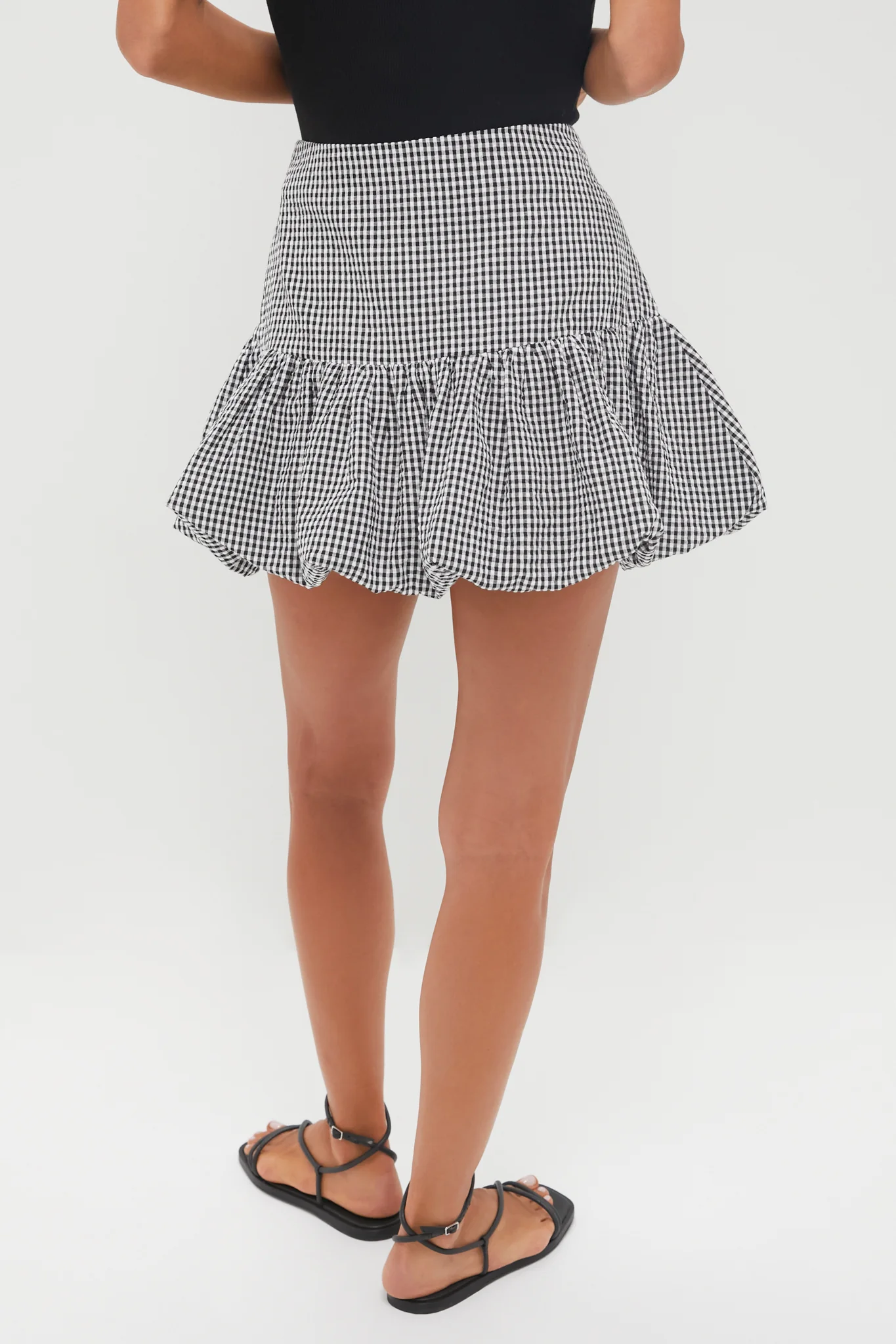 Black Gingham Seersucker Ines Bubble Skirt - Image 4