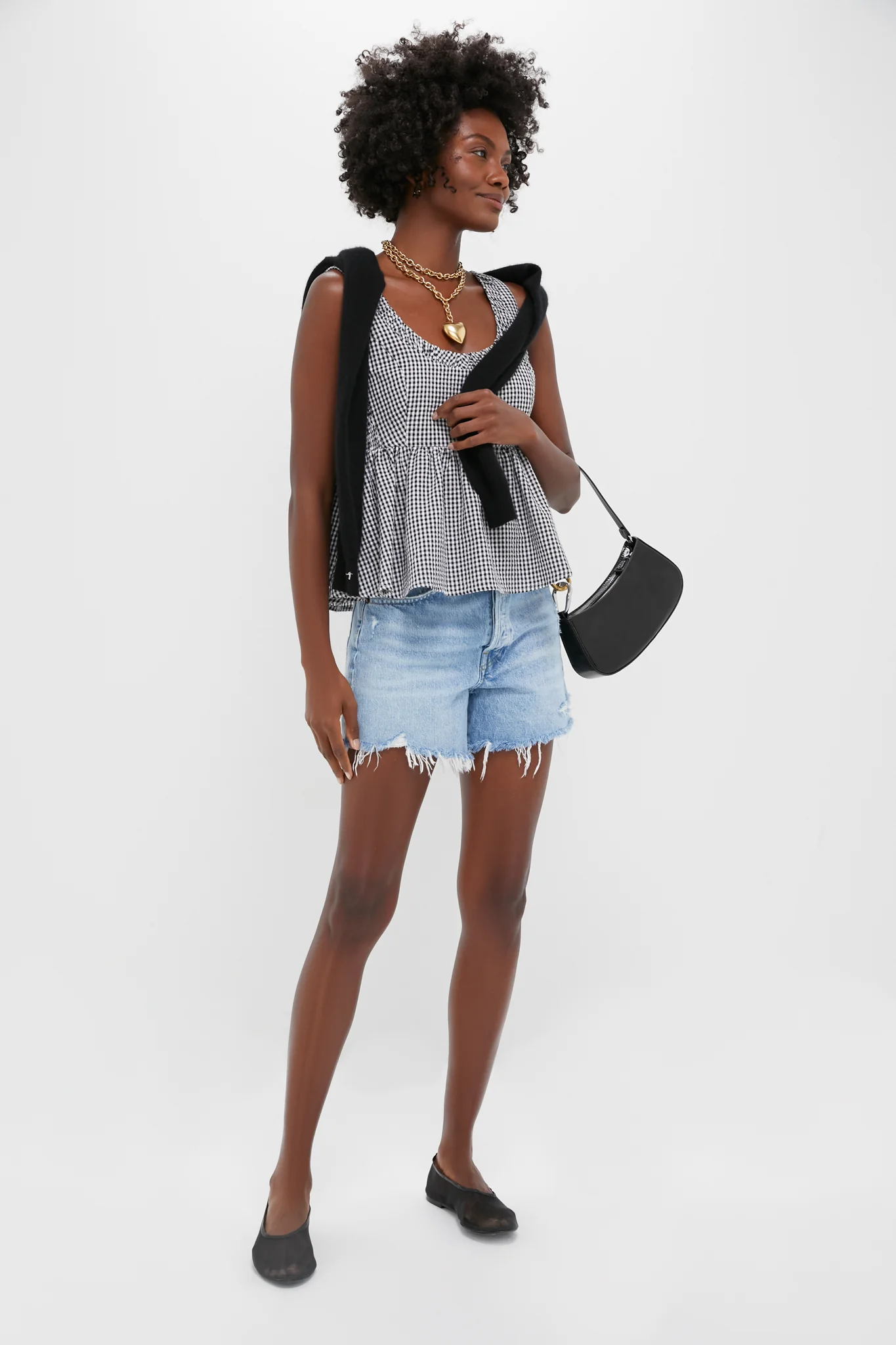 Black Gingham Seersucker Raven Bubble Top - Image 2