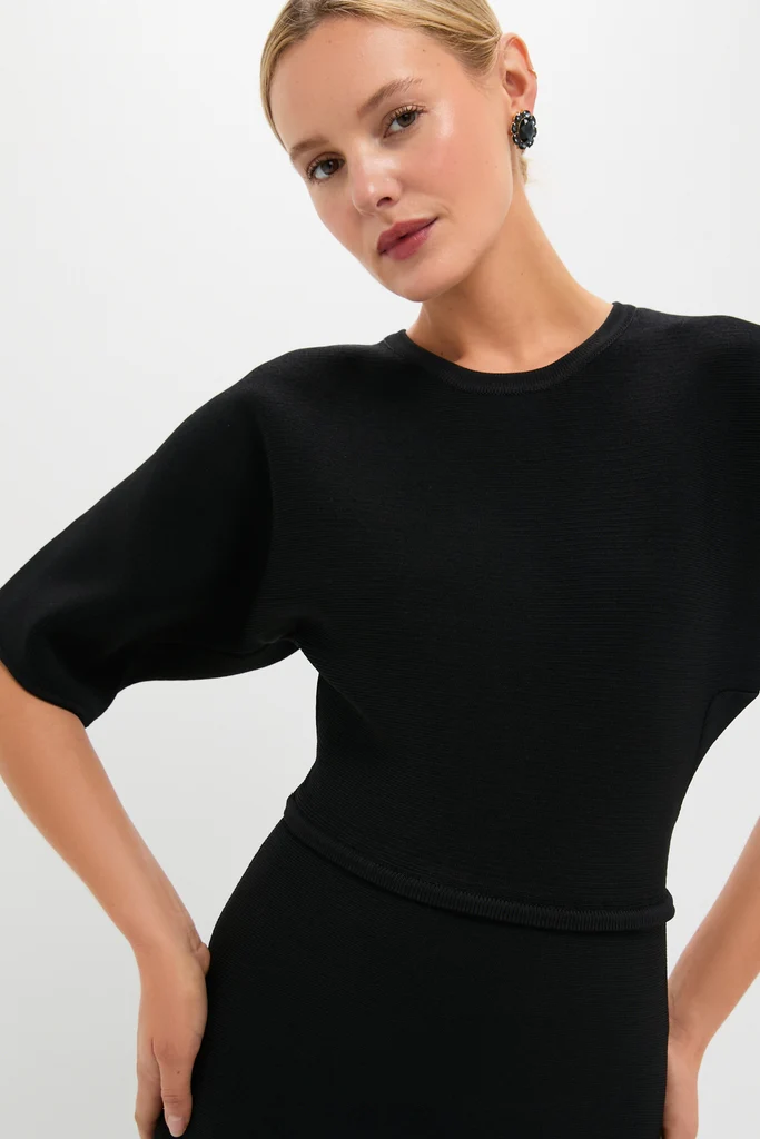 Black Knit Pleated Chiffon Nancy Dress - Image 5