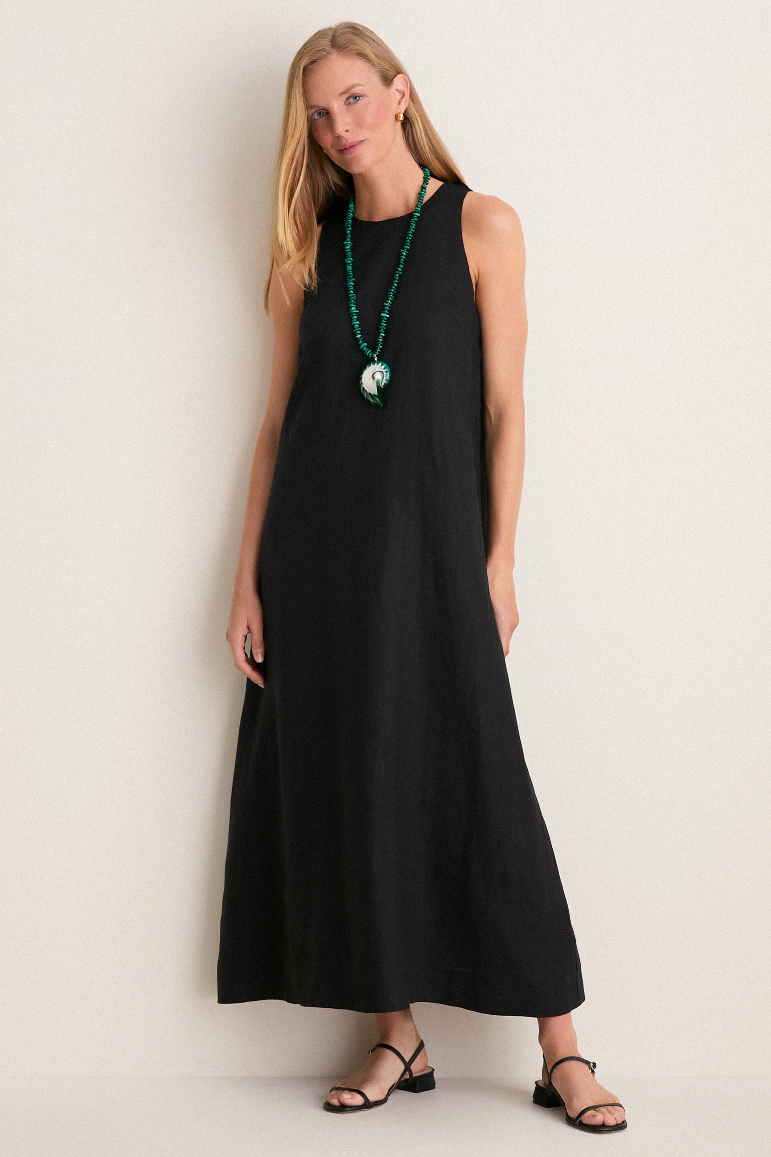 Black Linen Portia Dress