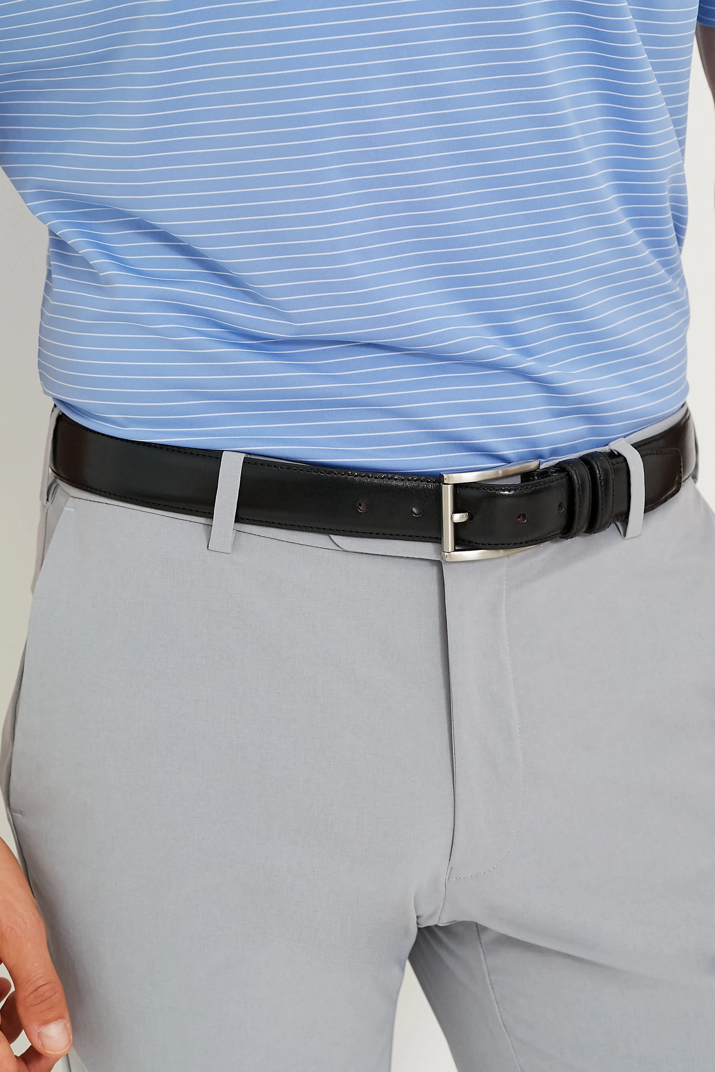 Black Lorenzo 32mm Dropped Edge Leather Belt - Image 2