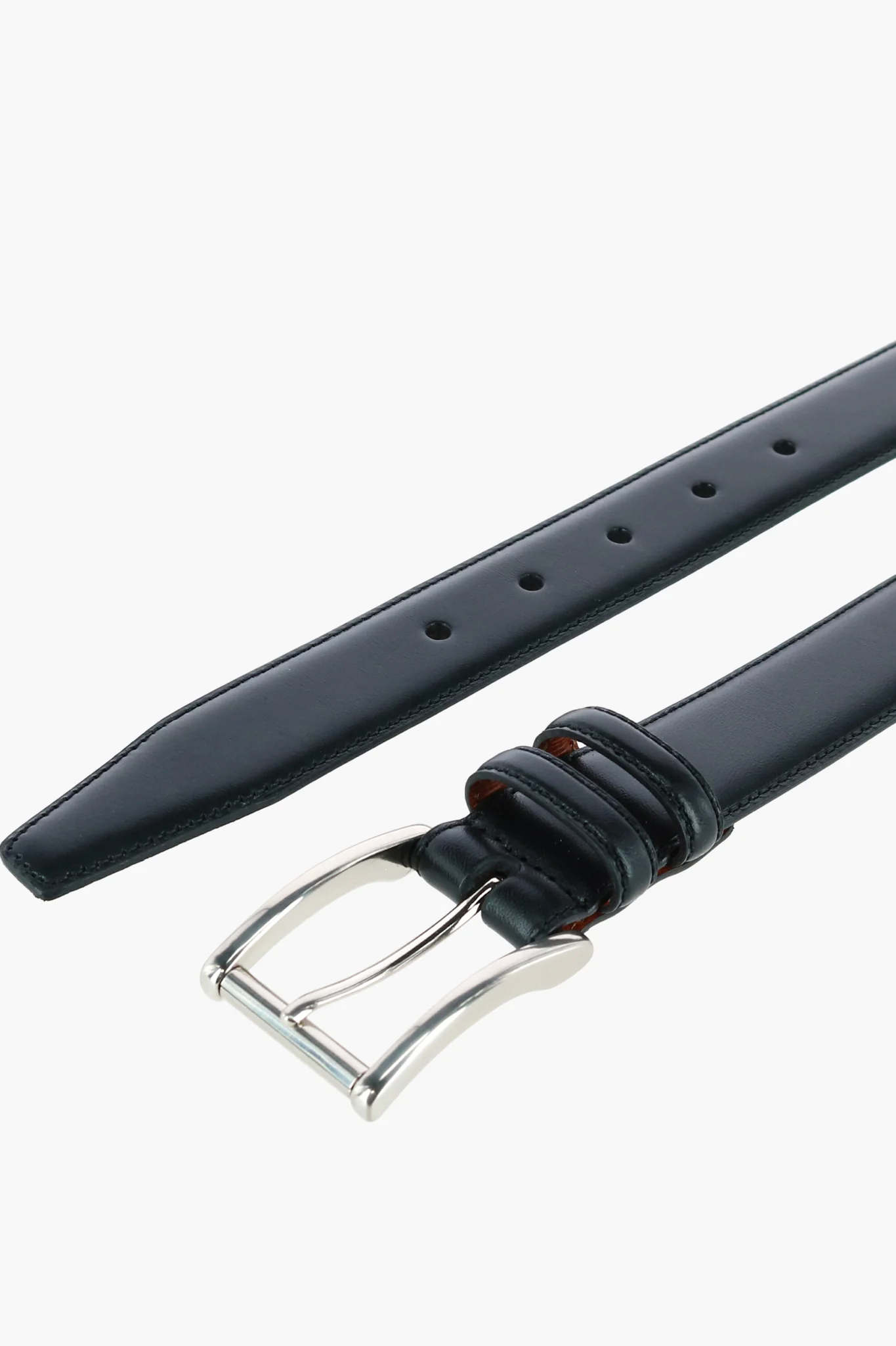 Black Lorenzo 32mm Dropped Edge Leather Belt - Image 4