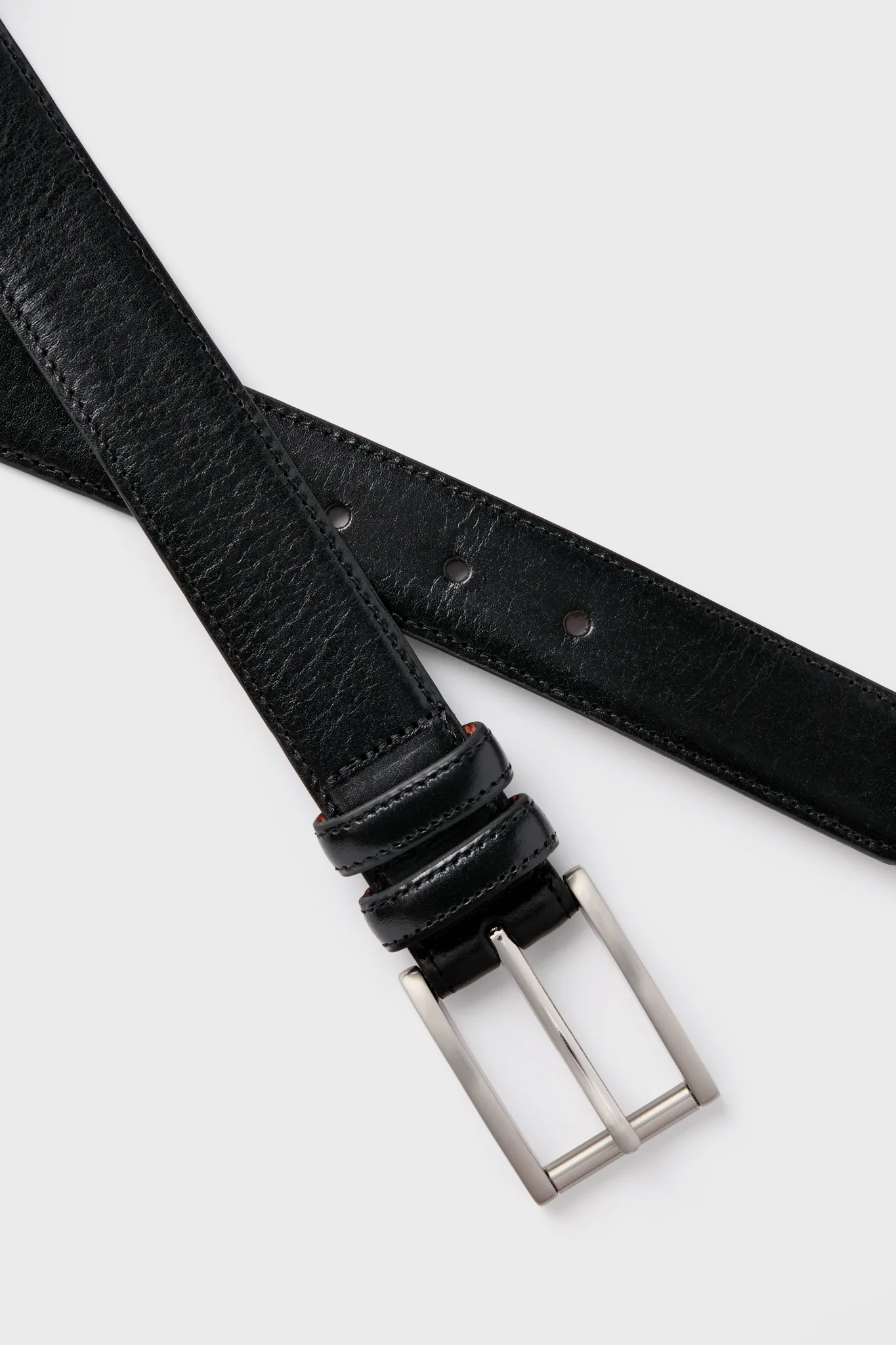 Black Lorenzo 32mm Dropped Edge Leather Belt - Image 5