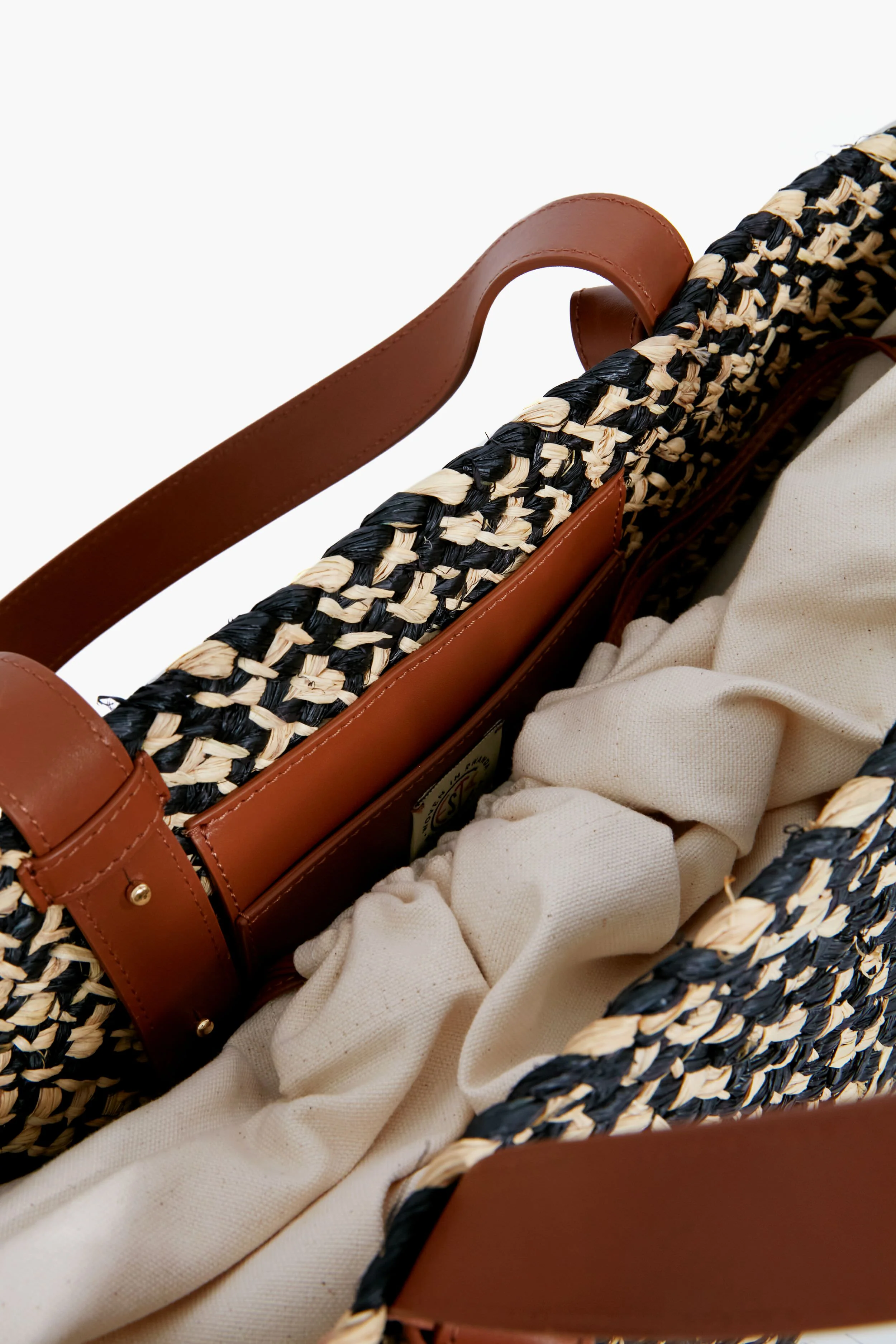 Black Melange Raffia Tote - Image 7