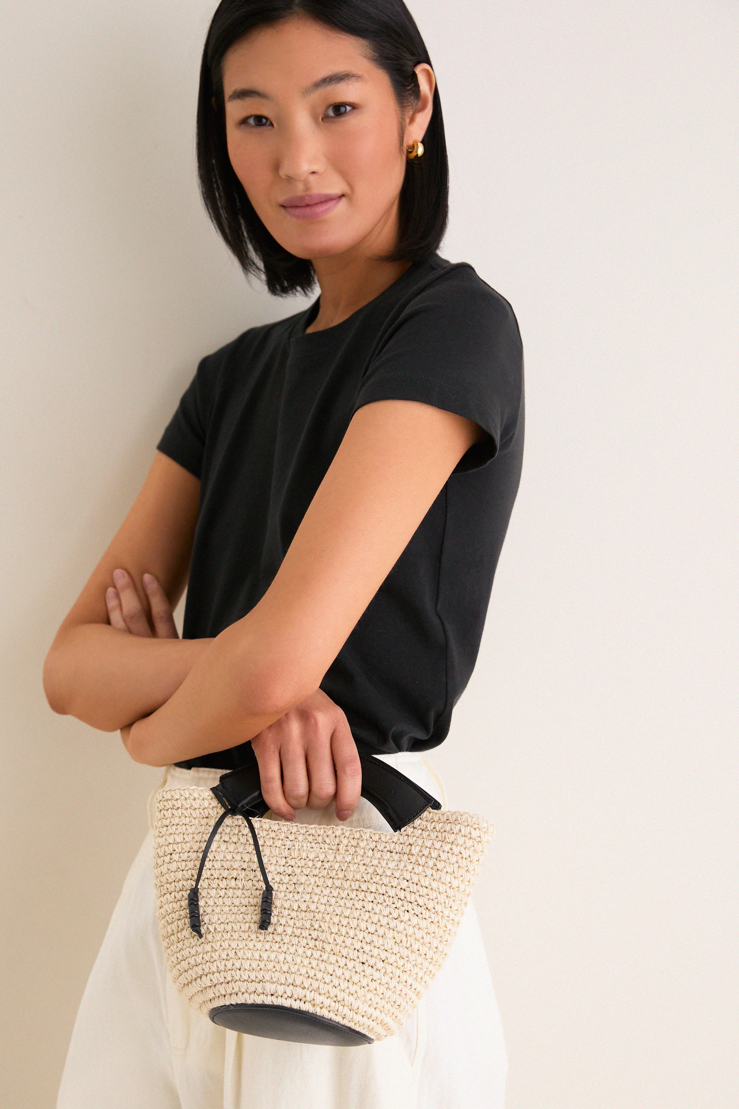 Black Natural Fique Small Shopper - Image 2