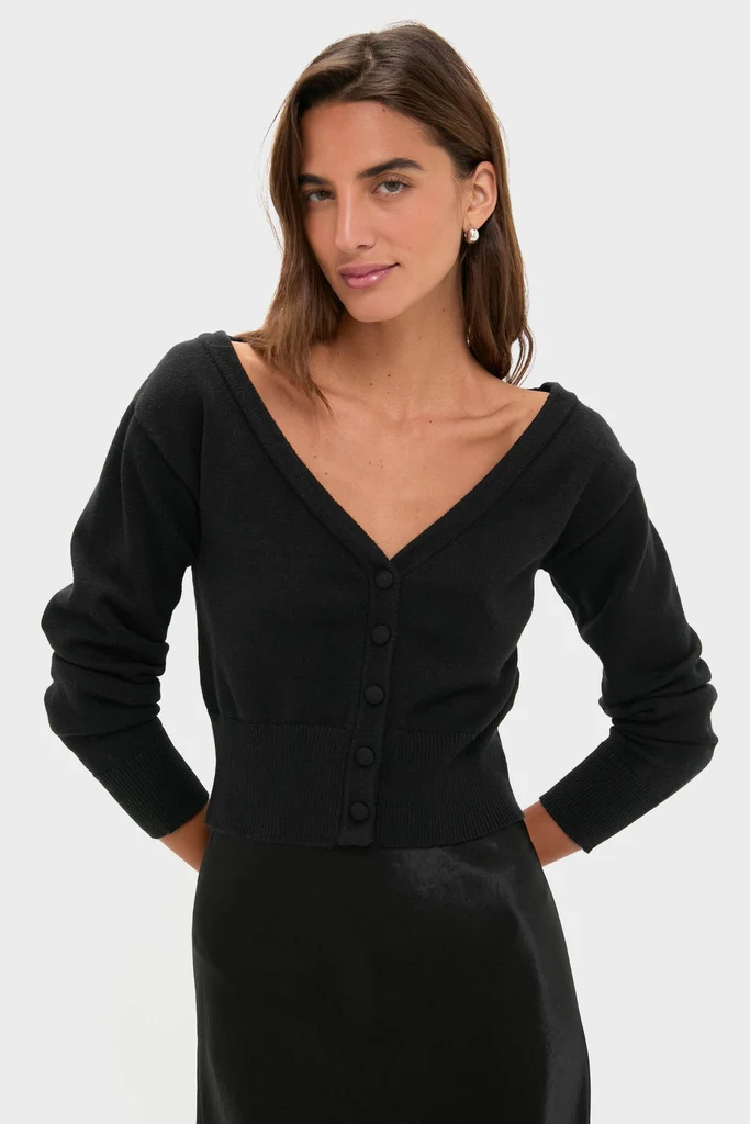Black Off the Shoulder Stevens Sweater