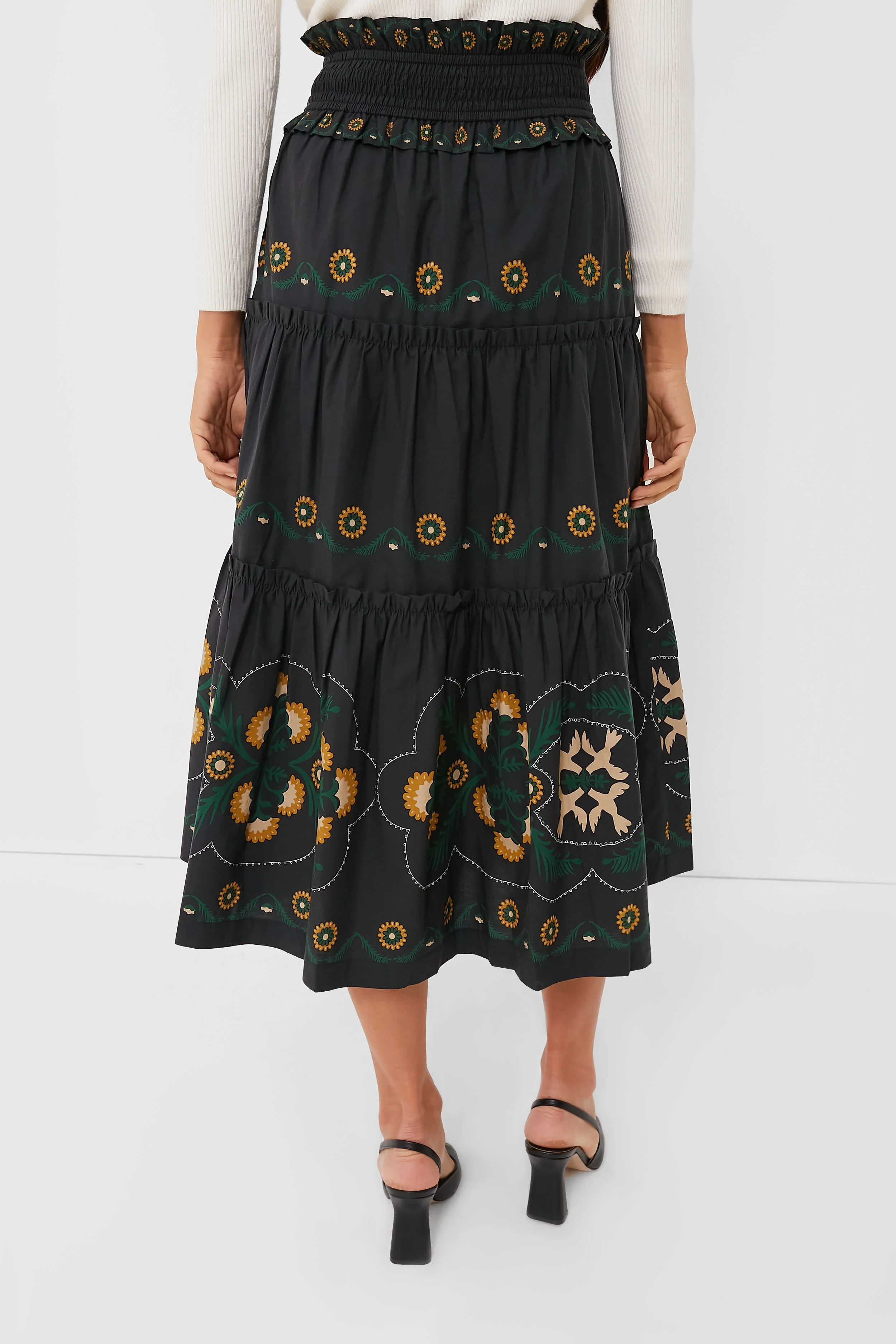 Black Perle Print Tiered Skirt - Image 4