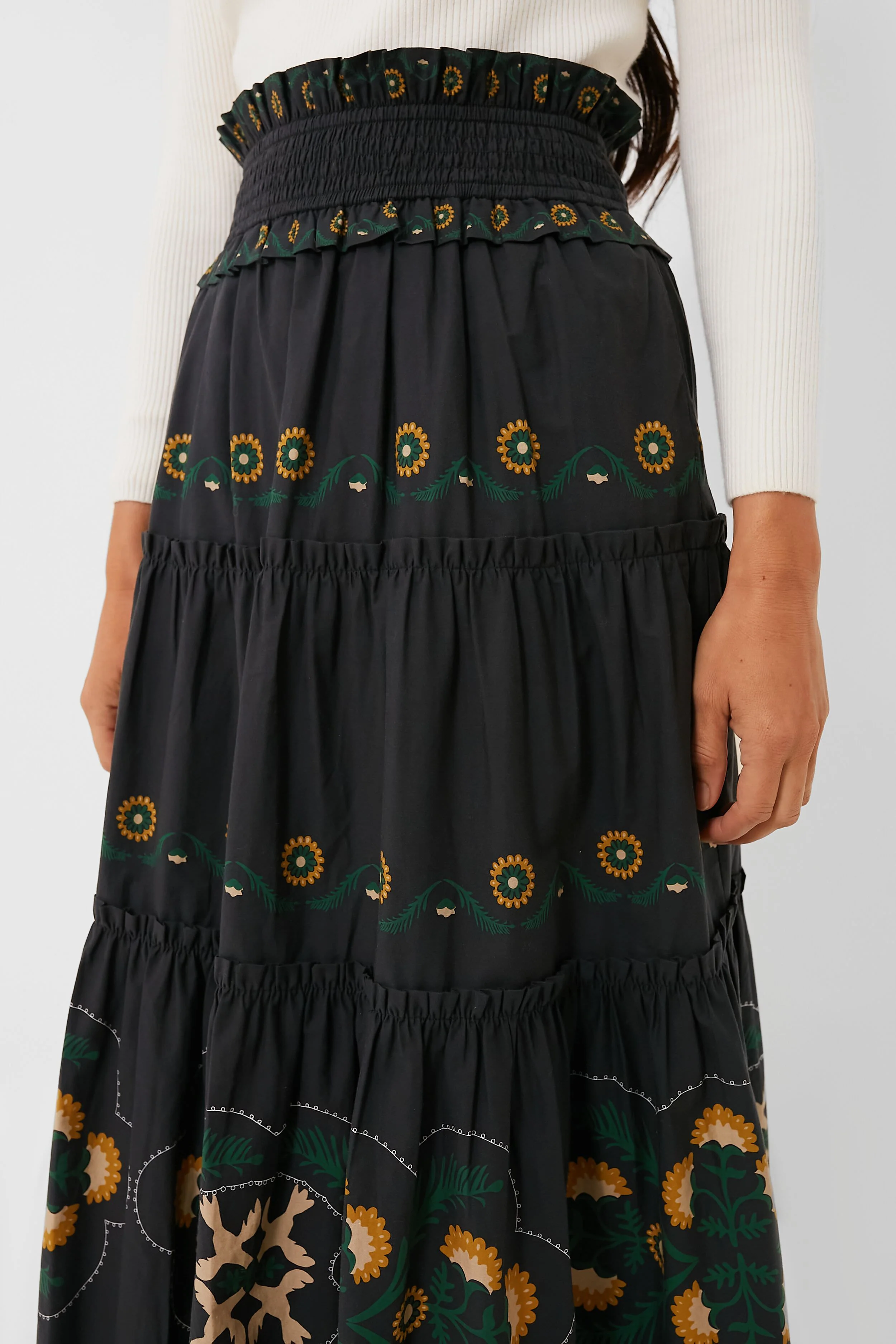 Black Perle Print Tiered Skirt - Image 5