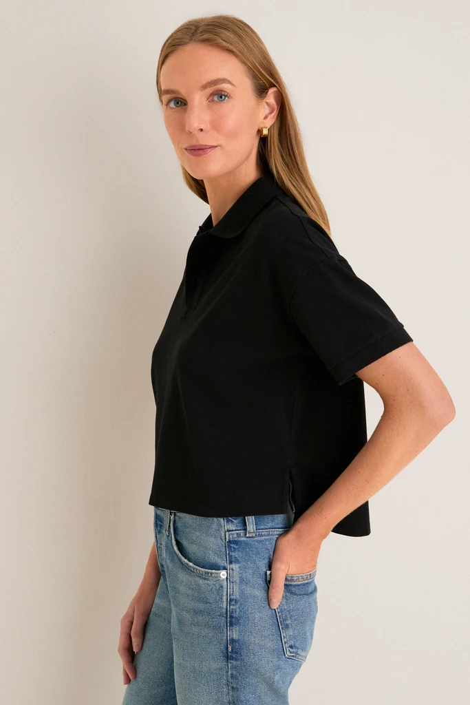 Black Pique Holmes Boyfriend Polo - Image 3