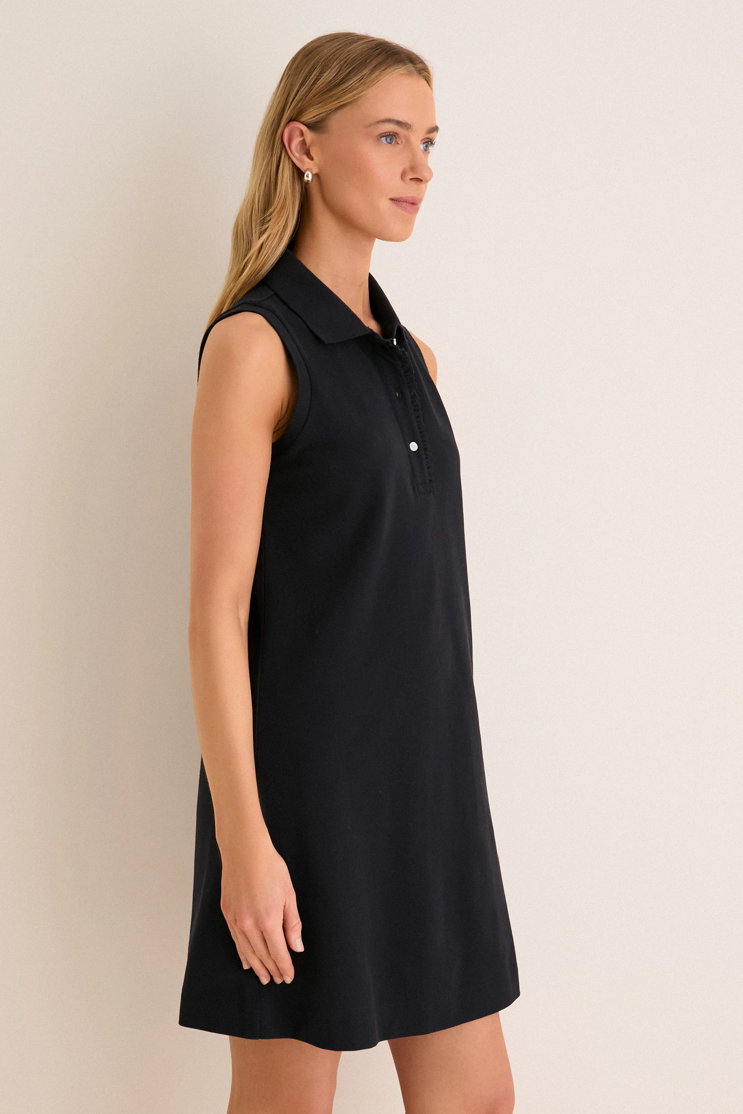 Black Pique Margaret Polo Dress - Image 3
