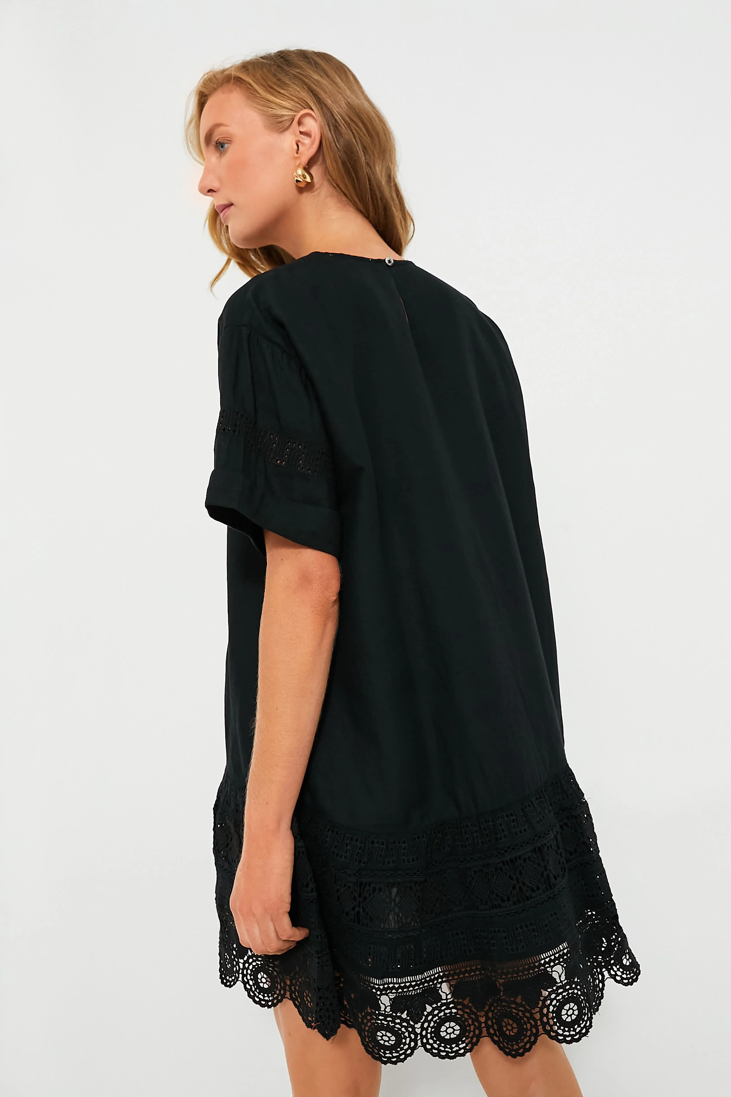 Exclusive Black Rosina Embroidery Short Sleeve Tunic Dress - Image 4