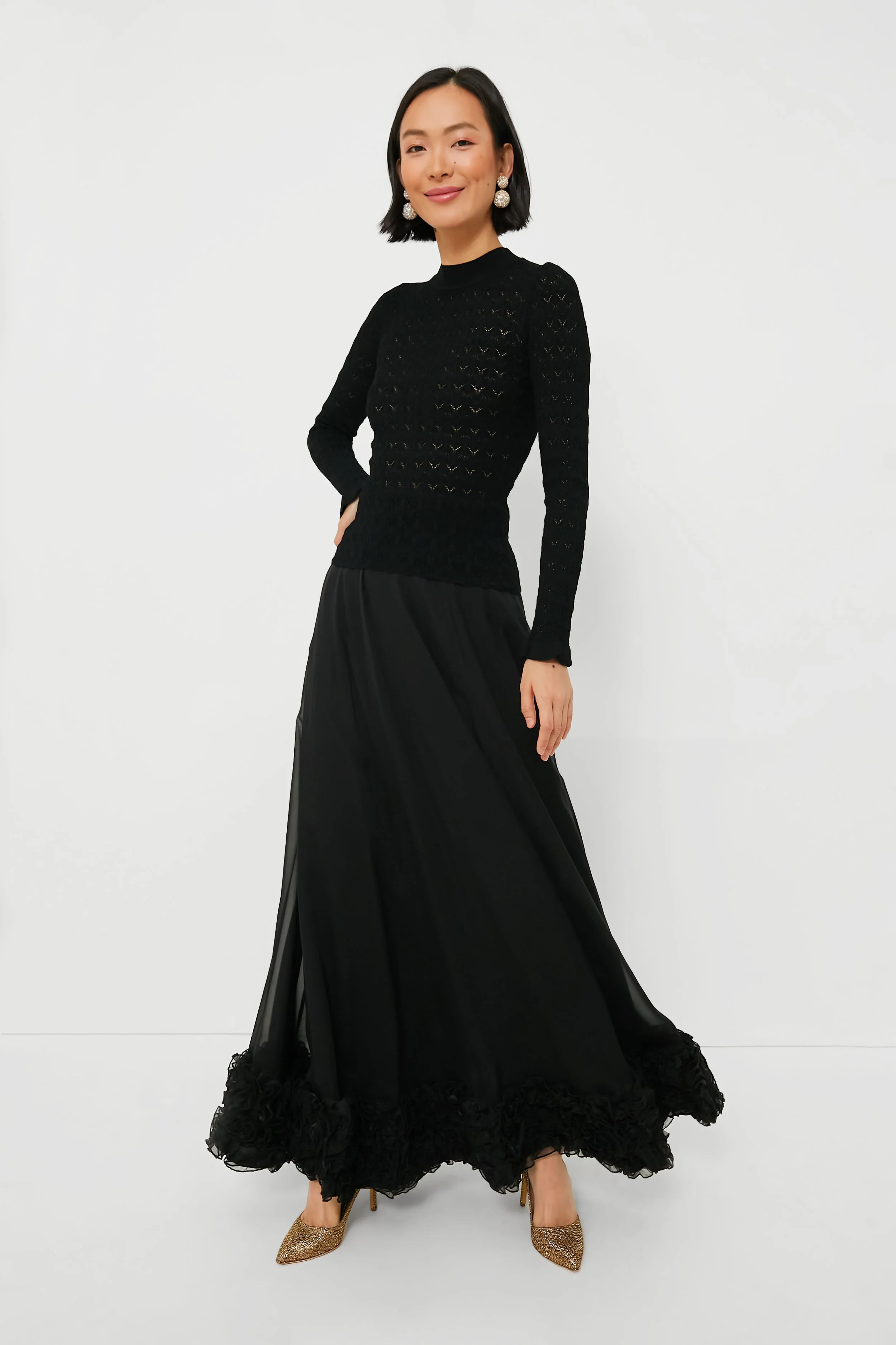 Black Rue Fine Knit Gauge High Neck Sweater - Image 6