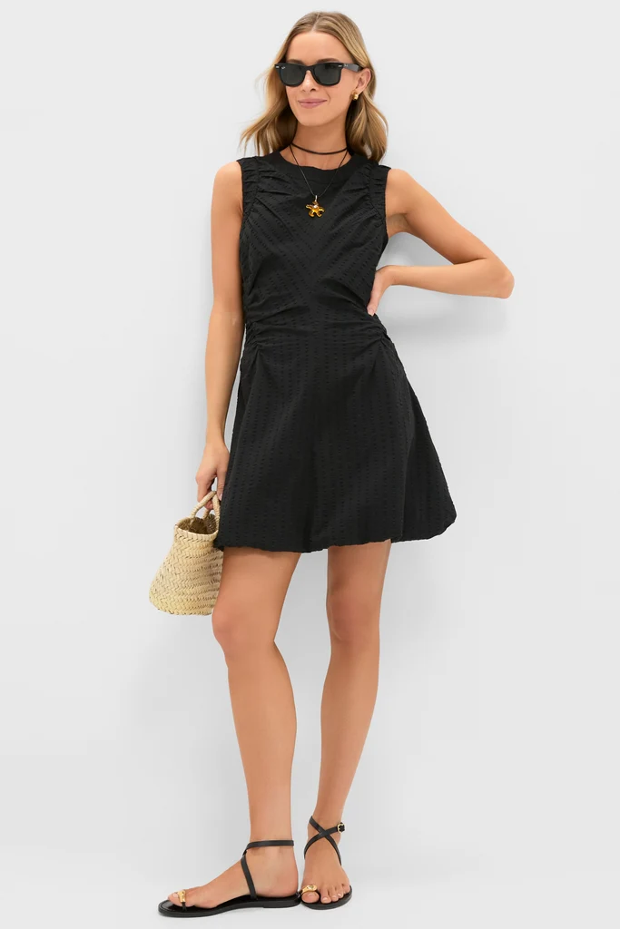Black Seersucker Alisa Dress - Image 3