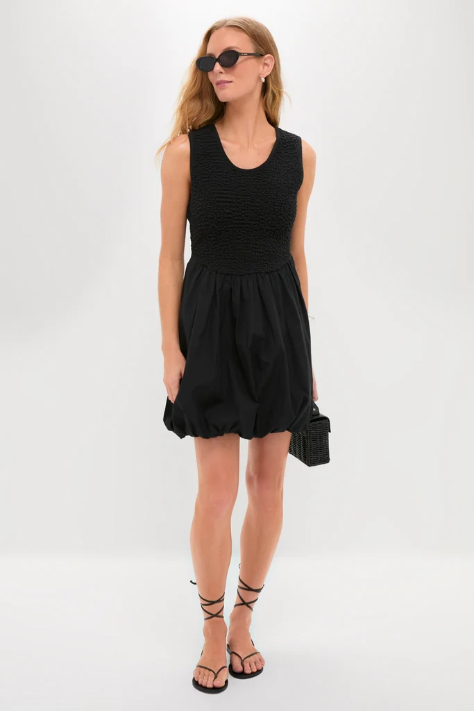 Black Smocked Marisa Dress - Image 3