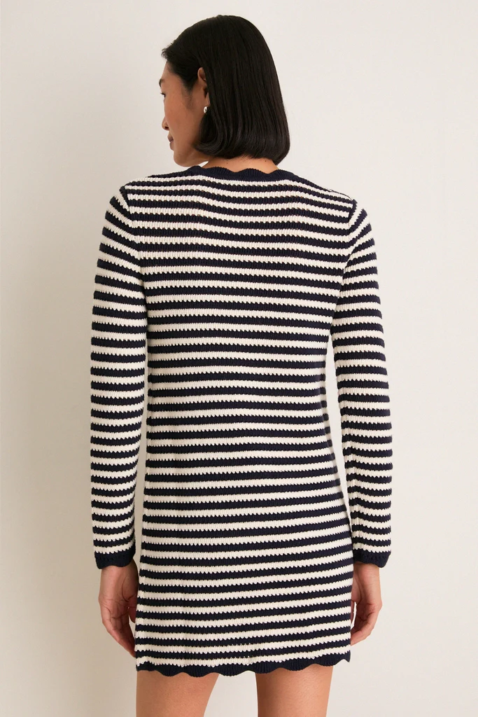 Black Stripe Knit Faro Mini Dress - Image 4