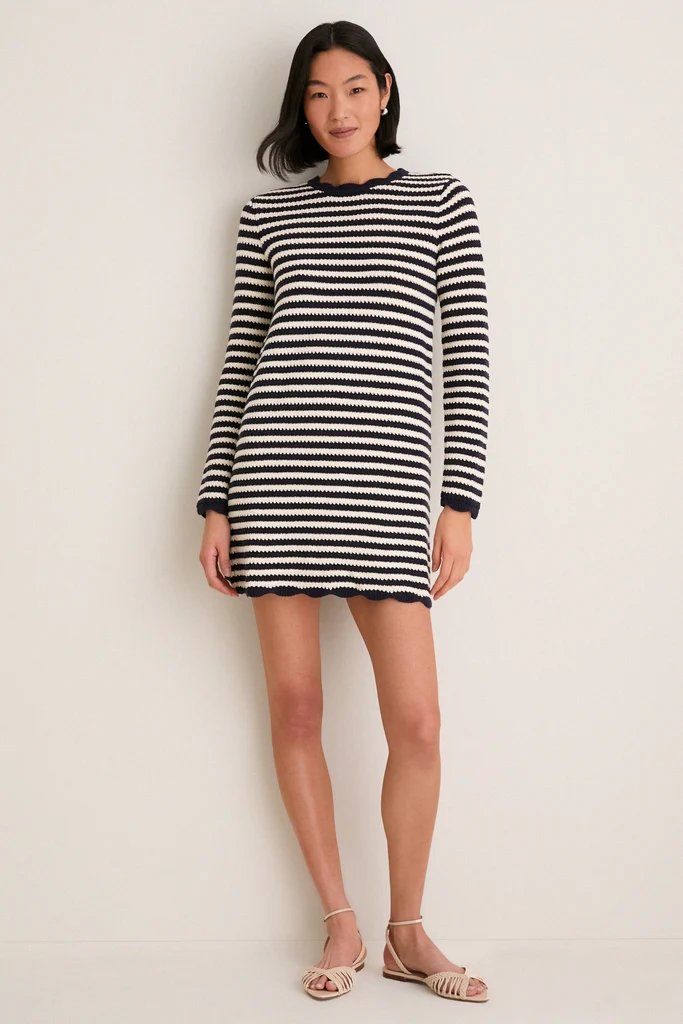 Black Stripe Knit Faro Mini Dress - Image 6