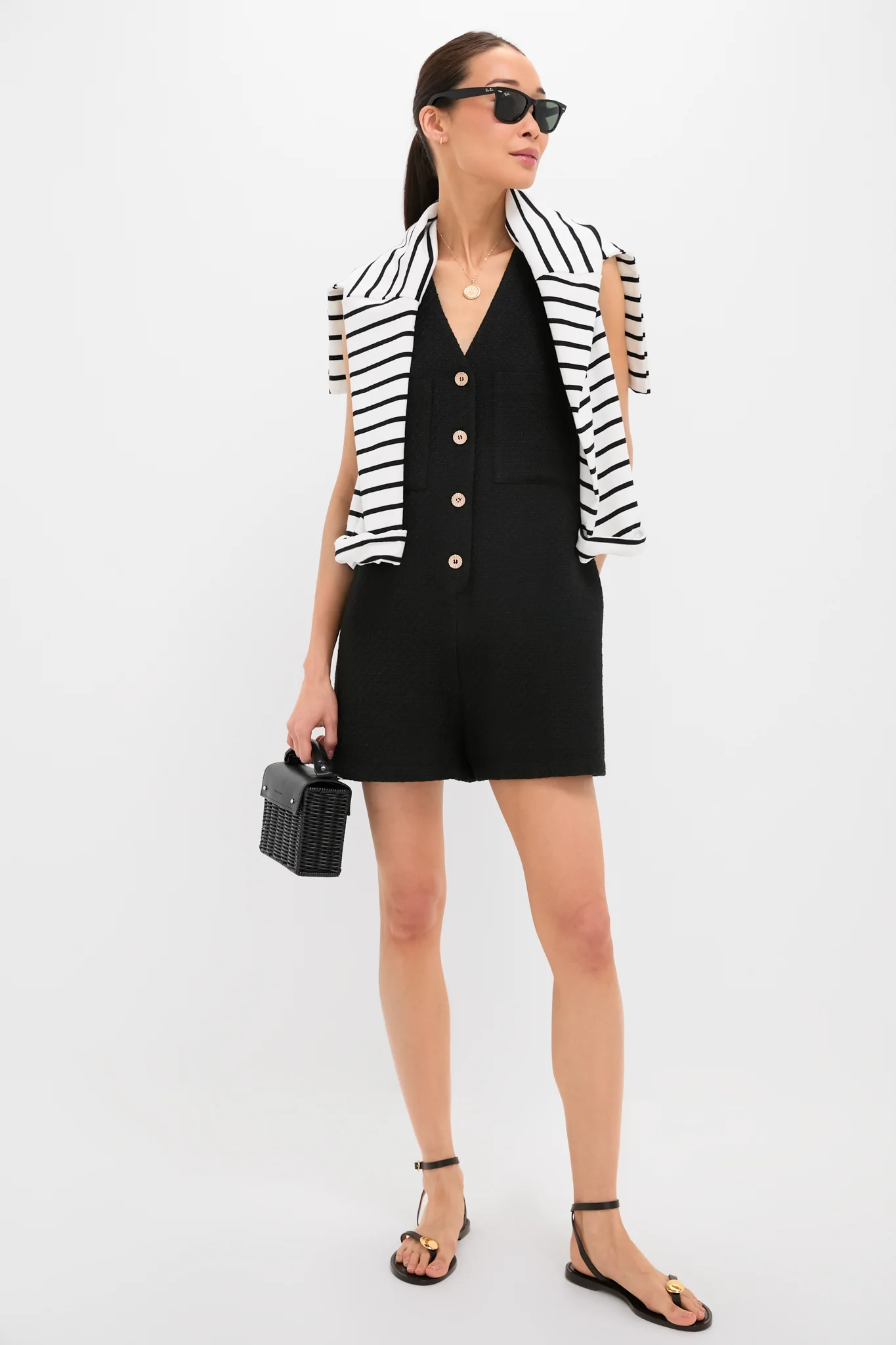 Black Textured Myla Romper - Image 3