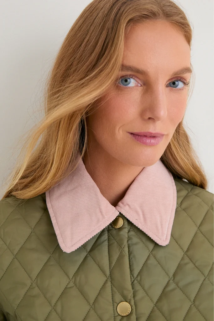 Bleached Olive Icons Cropped Liddesdale Quilted Jacket - Image 3