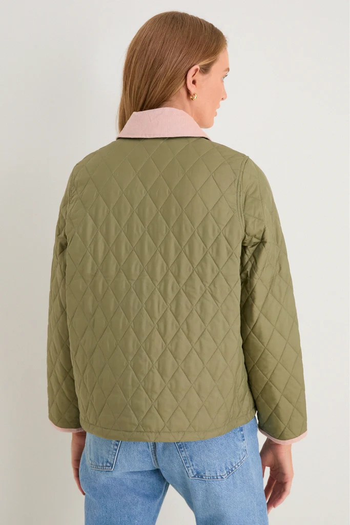 Bleached Olive Icons Cropped Liddesdale Quilted Jacket - Image 4