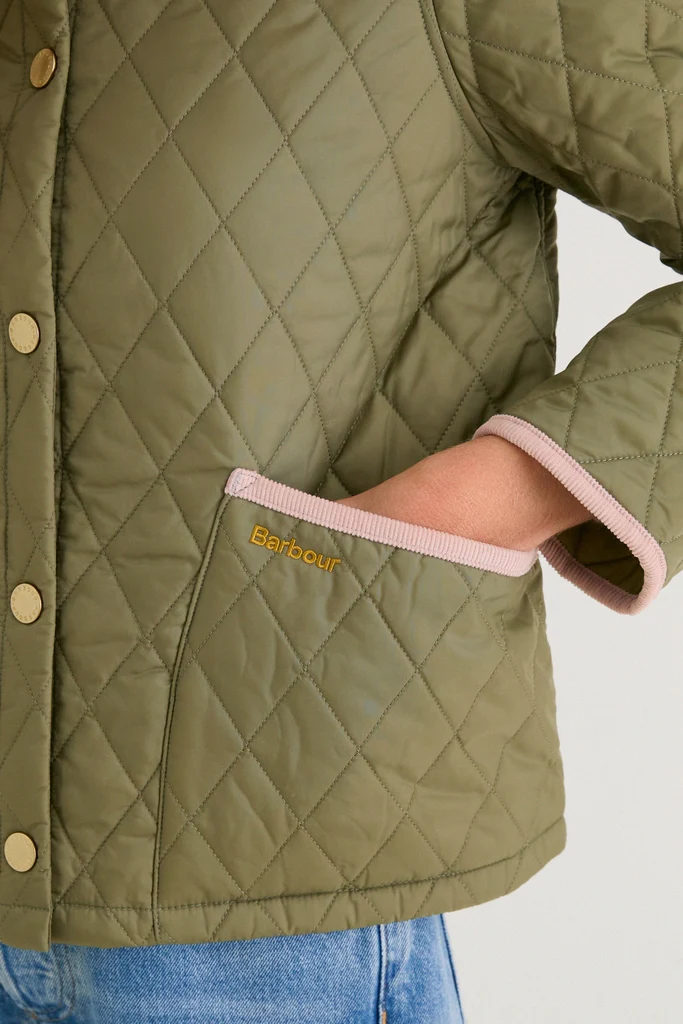 Bleached Olive Icons Cropped Liddesdale Quilted Jacket - Image 7