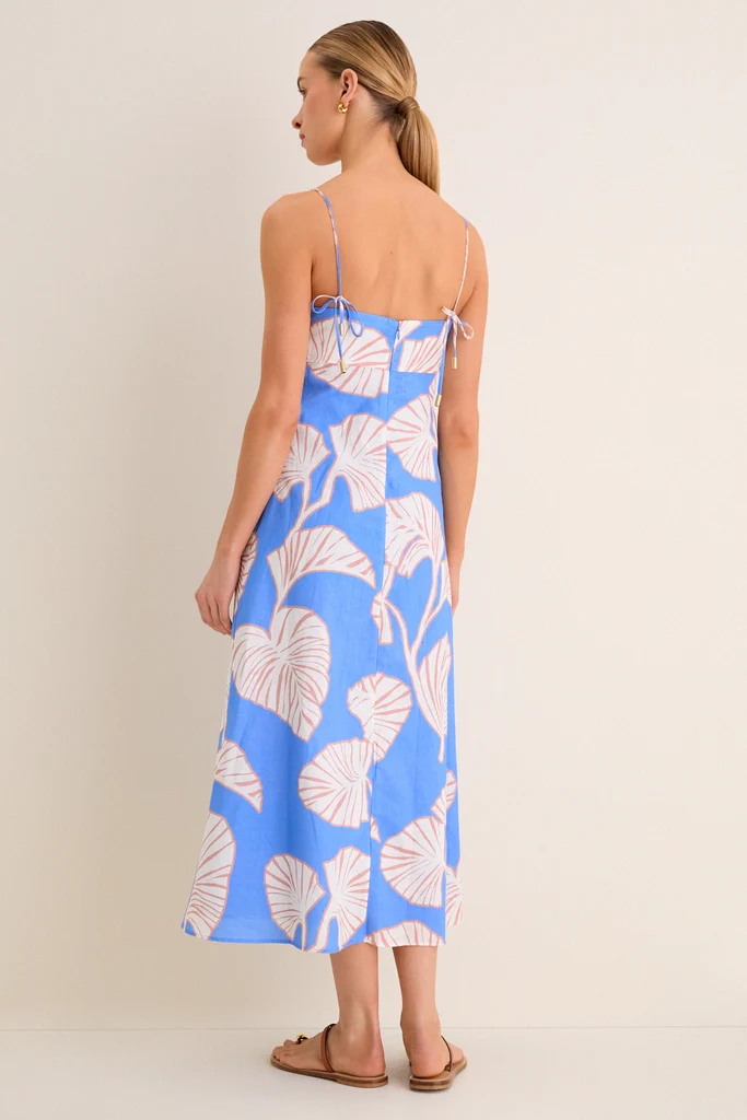 Blue and Ivory Ilana Midi Dress - Image 4